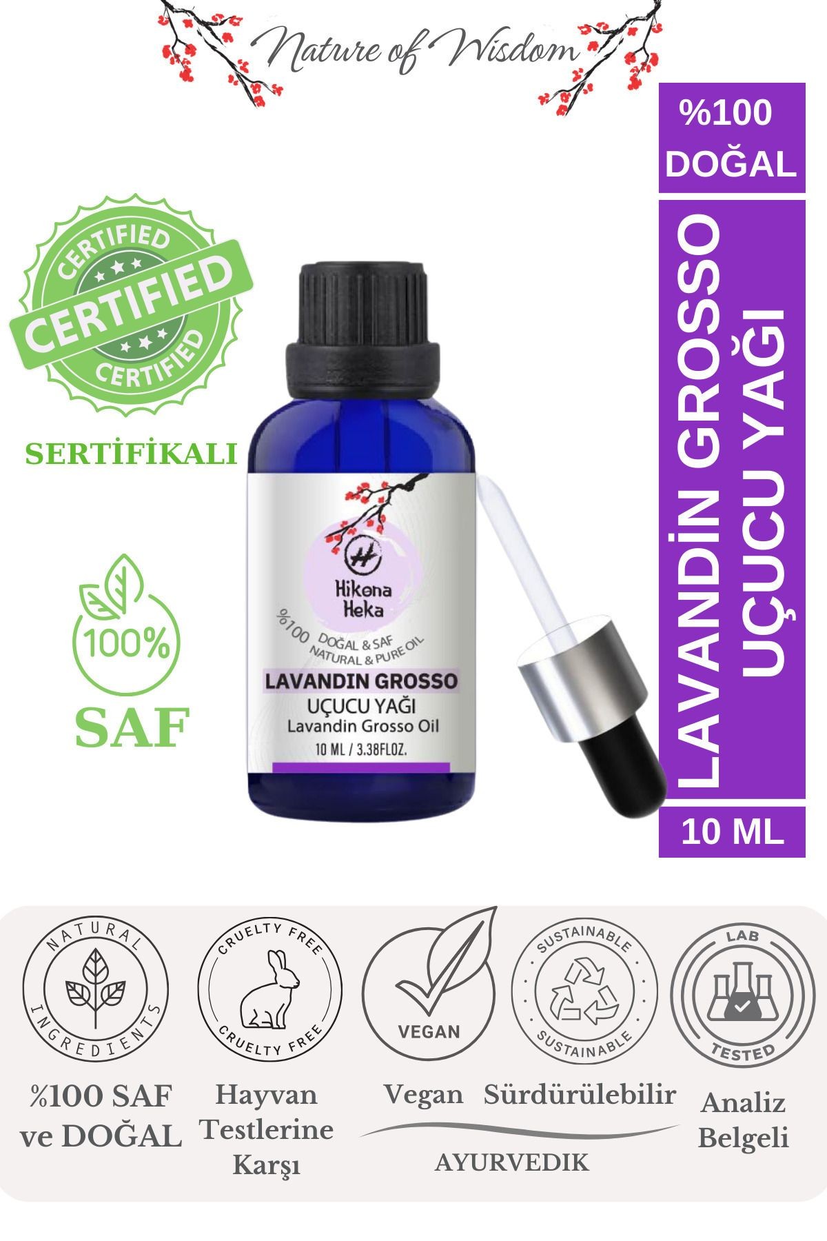 Melez Lavanta Uçucu Yağı (Lavandin Grosso Essential Oil) %100 Saf ve Doğal 10 ml