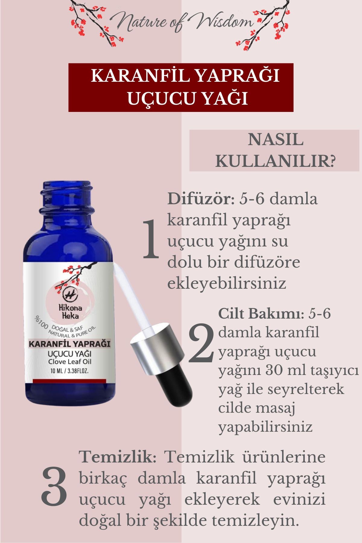 Karanfil Yaprağı Uçucu Yağı (Clove Leaf Essential Oil ) %100 Saf ve Doğal 10 ml