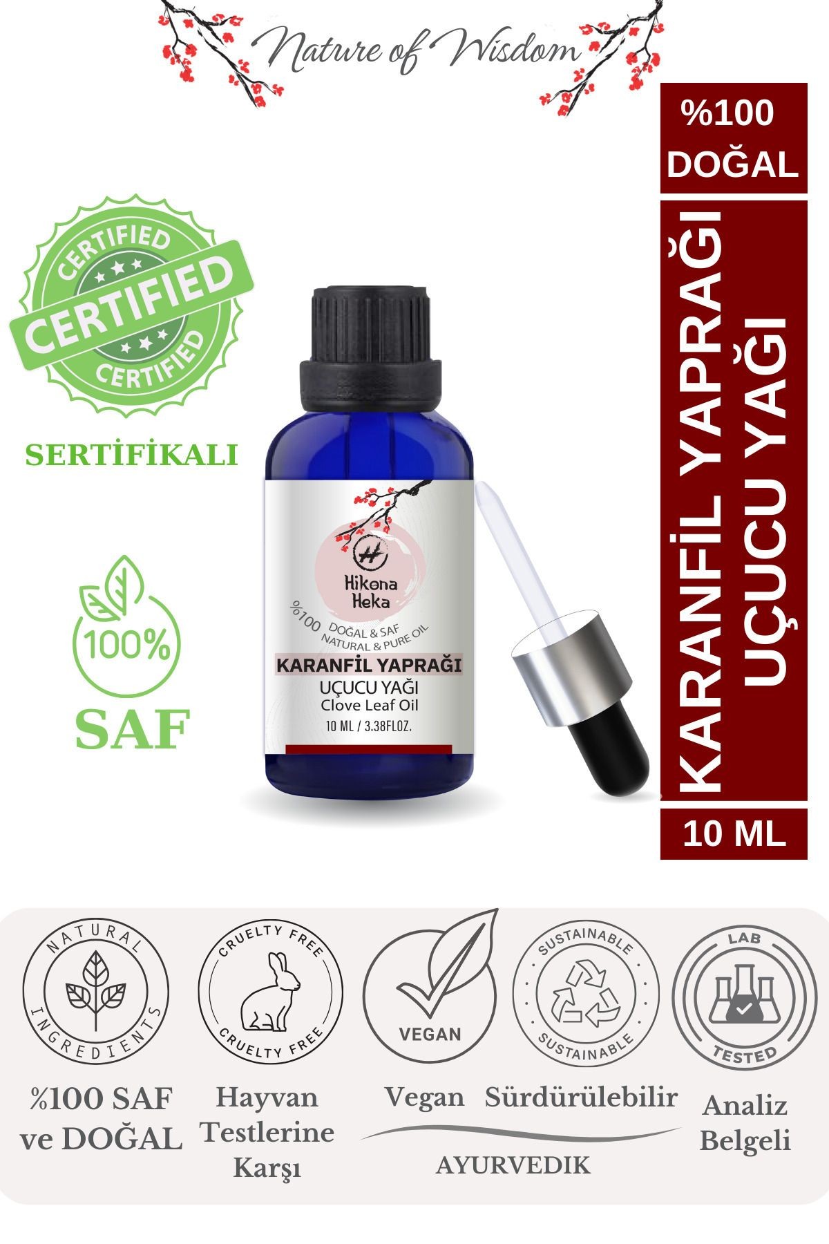 Karanfil Yaprağı Uçucu Yağı (Clove Leaf Essential Oil ) %100 Saf ve Doğal 10 ml