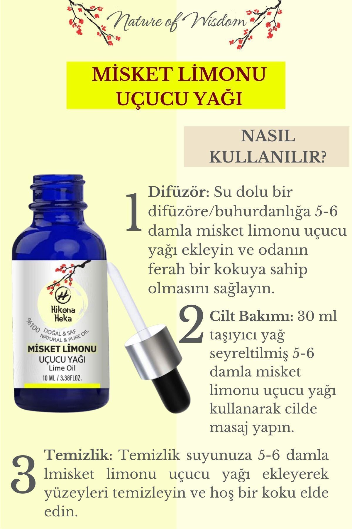 Misket Limonu Uçucu Yağı( Lime Essential Oil) %100 Doğal Ve Saf 10 ml