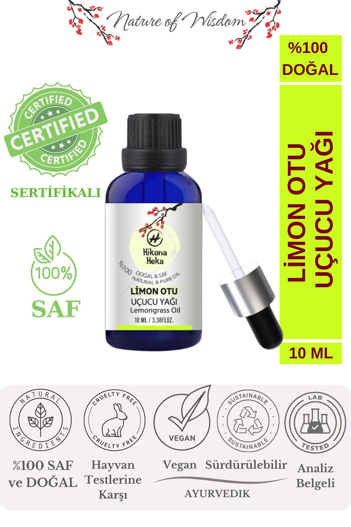 Limon Otu Uçucu Yağı(Lemongrass Essential Oil) %100 Saf ve Doğal 10 ml