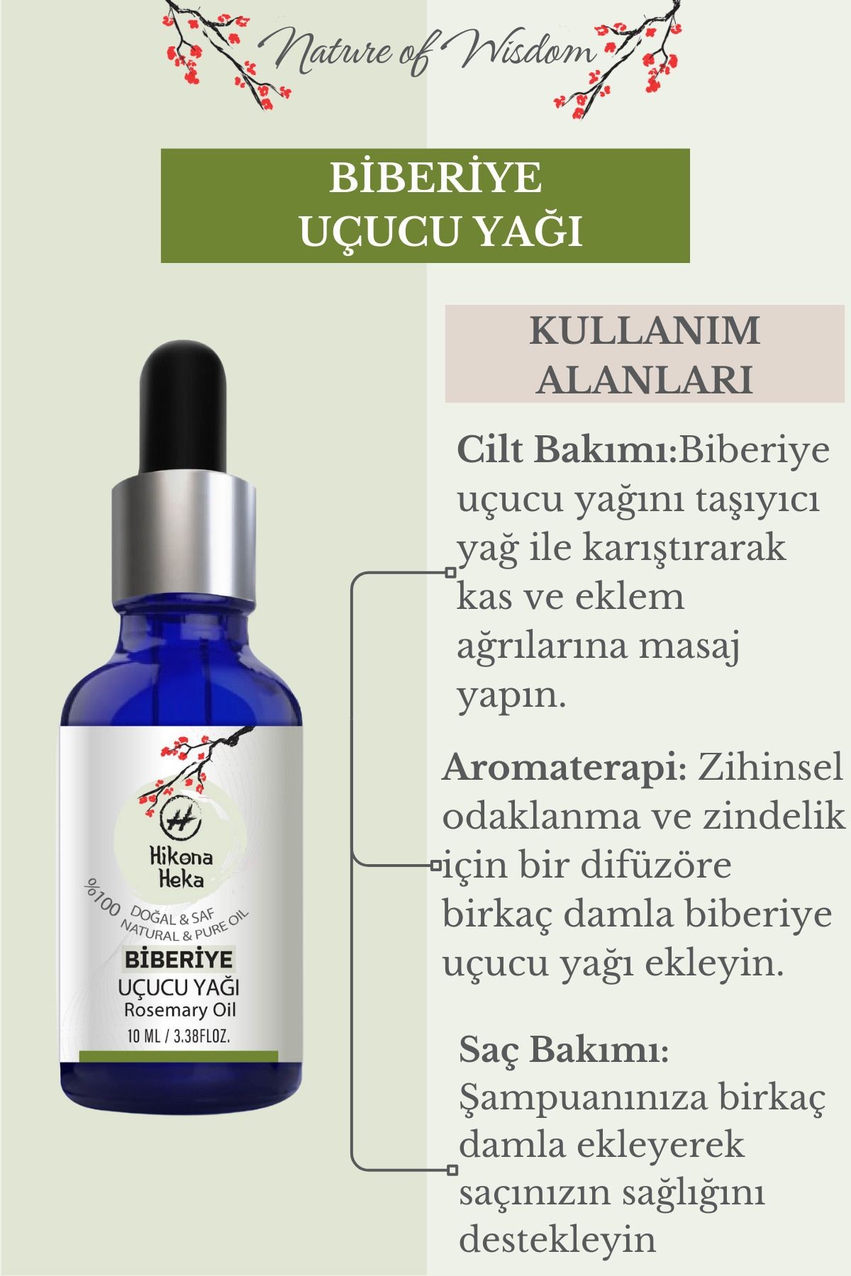 Biberiye Uçucu Yağı (Rosemary Essential Oil) %100 Saf ve Doğal 10 ml