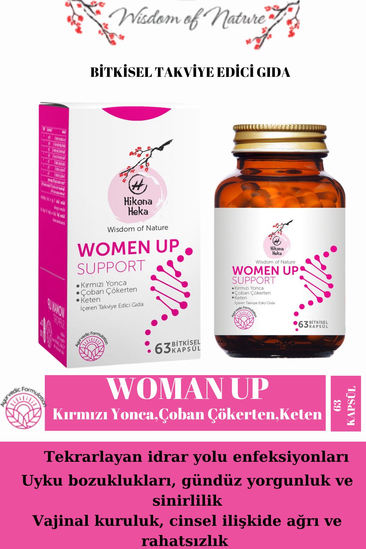 WOMAN UP ( Kırmızı Yonca, Çoban Çökerten, Keten ) Gıda Takviyesi Bitkisel Tablet