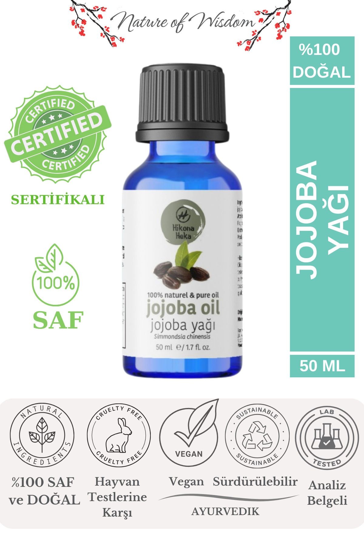 Jojoba Yağı (JOJOBA OİL) %100 Saf Ve Doğal Soğuk Sıkım 50 ml