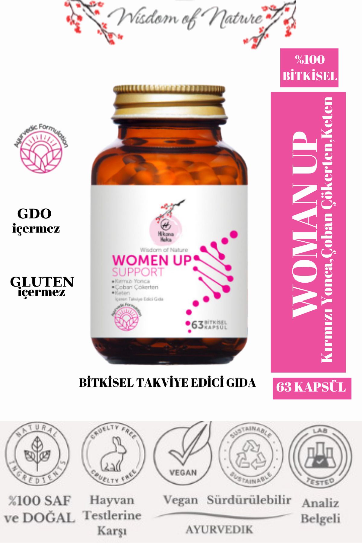 WOMAN UP ( Kırmızı Yonca, Çoban Çökerten, Keten ) Gıda Takviyesi Bitkisel Tablet