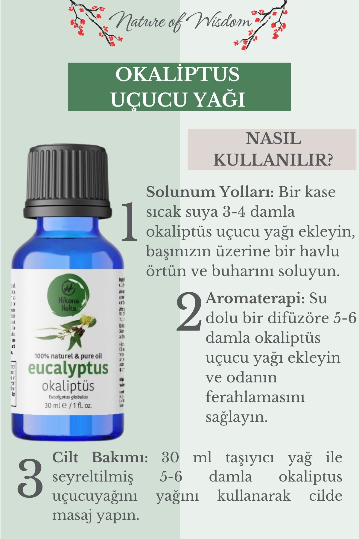 Okaliptus Uçucu Yağı ( Eucalyptus Globulus Essential Oil) %100 Saf Ve Doğal 30 ml