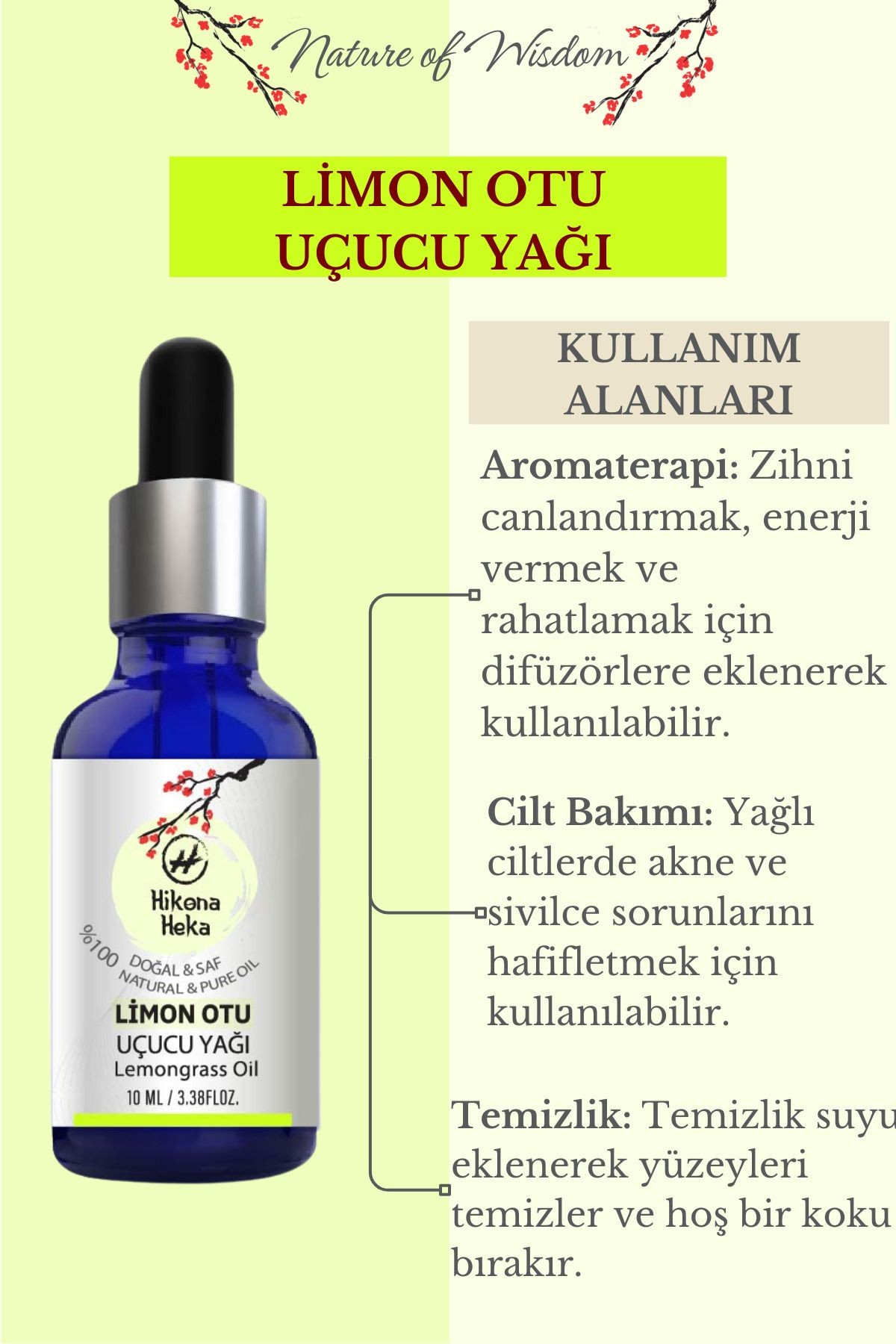 Limon Otu Uçucu Yağı(Lemongrass Essential Oil) %100 Saf ve Doğal 10 ml