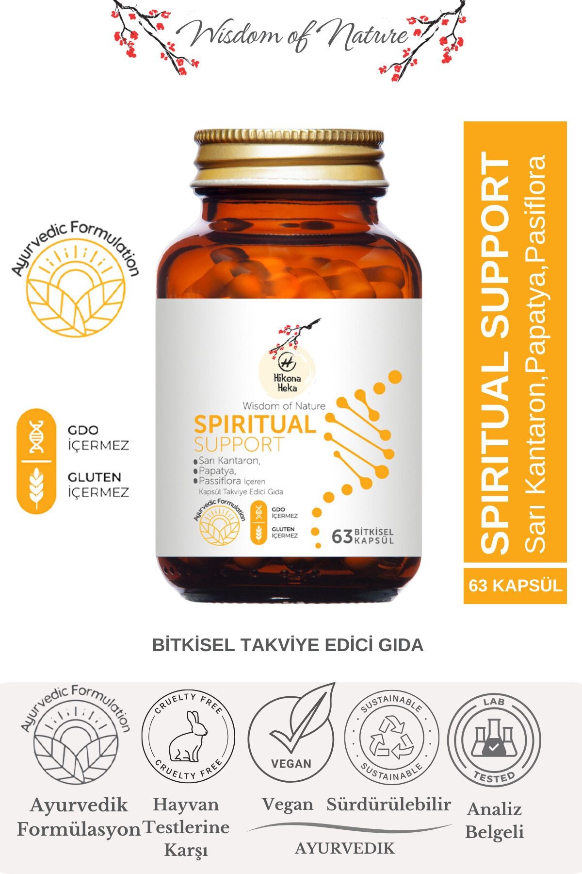 SPIRITUAL SUPPORT Sarı Kantaron,Pasiflora,Papatya İçeren Gıda Takviyesi Gıda 63 Bitkisel Tablet