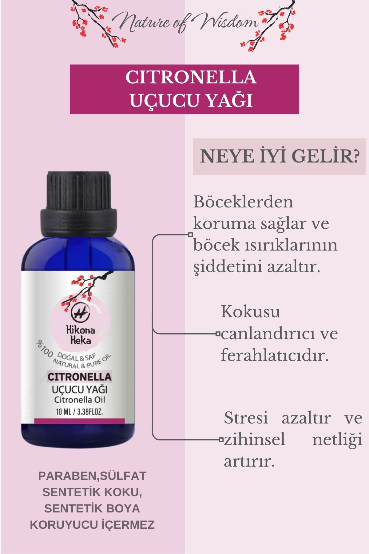 Citronella Uçucu Yağı (Citronella Essential Oil ) %100 Saf ve Doğal 10 ml