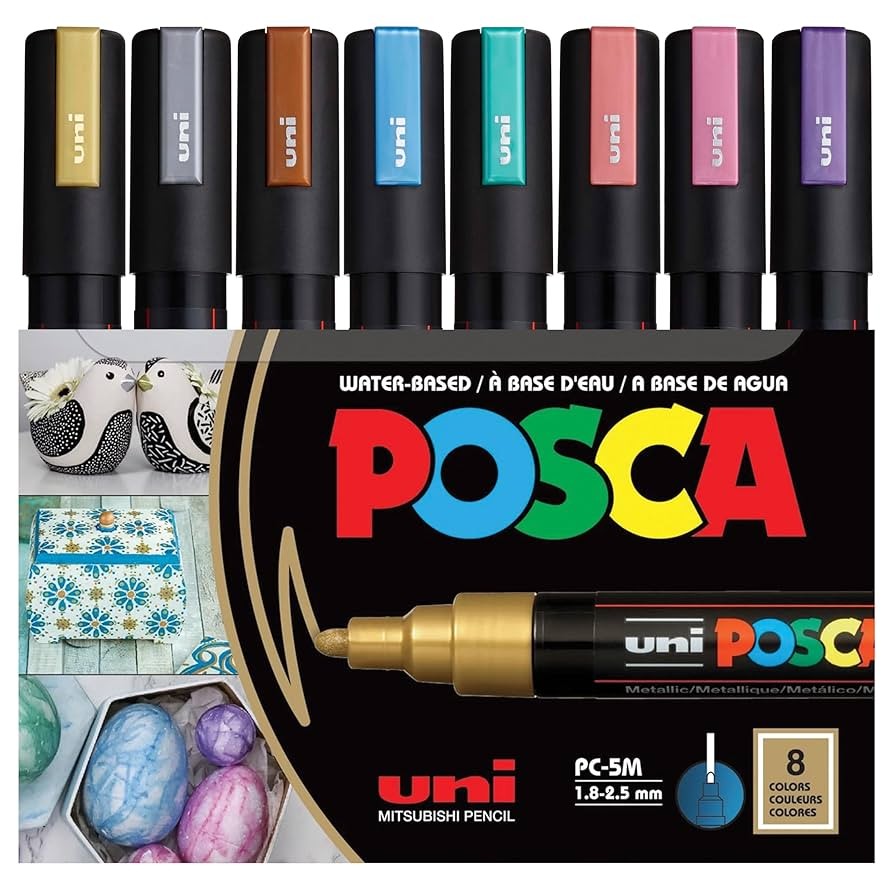 Uni POSCA 1.8-2.5 Su Bazlı Poster Markörü Metalik 8 li PC - 5M