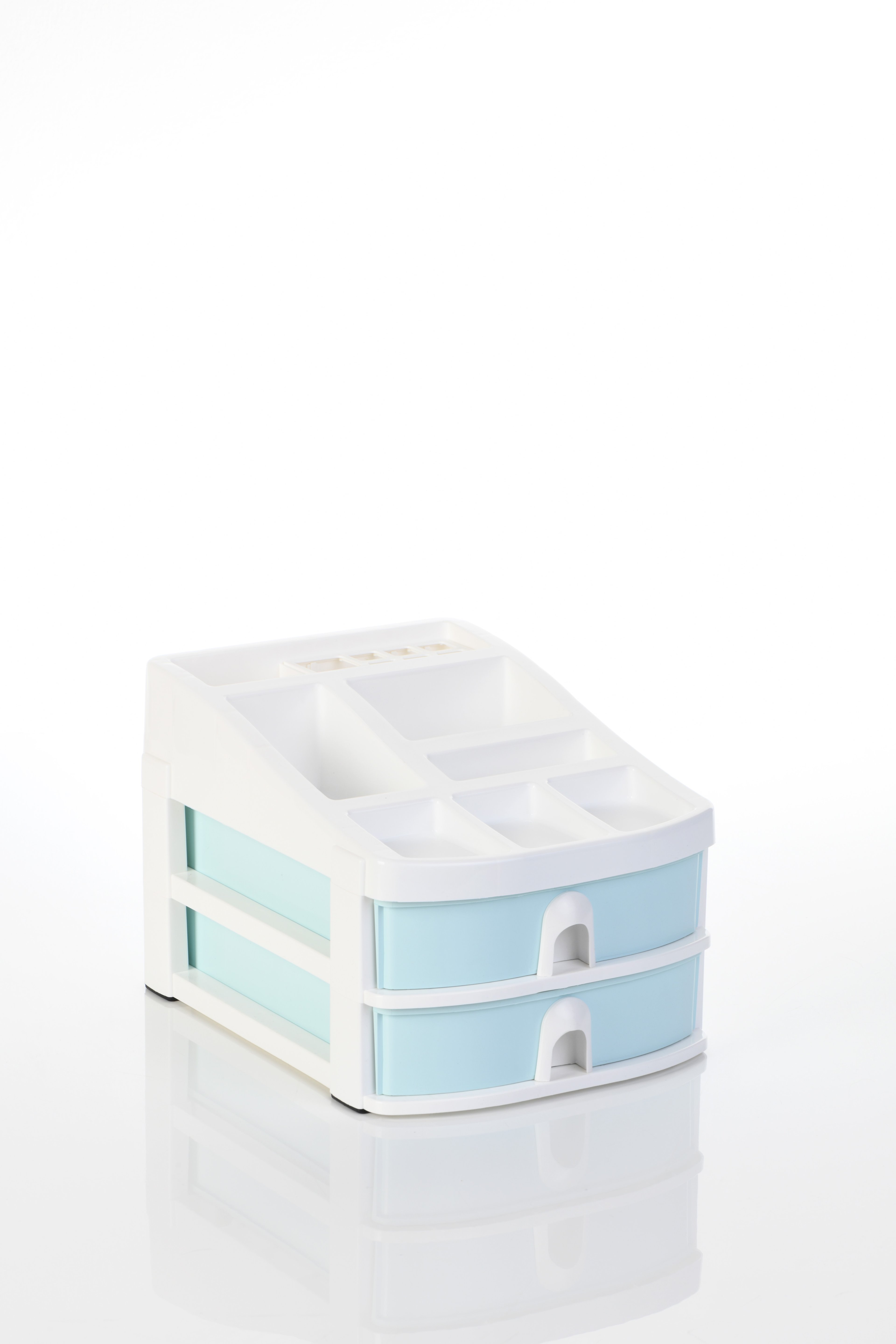 Çok Bölmeli ve Çekmeceli Organizer Kalemlik Pastel Mavi