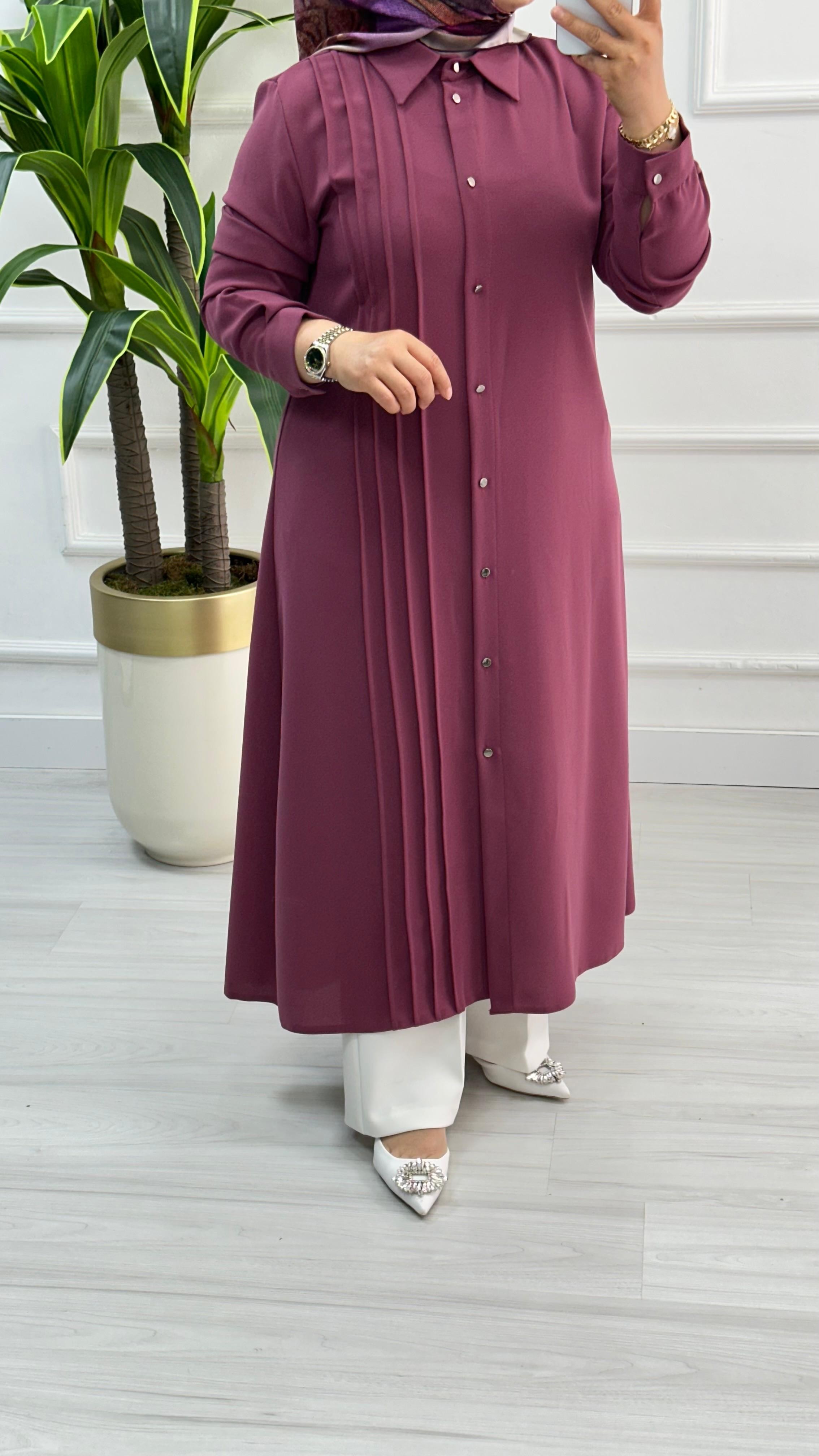 Çınar Özkan Boydan Dikişli Tunik 1623 - Gül