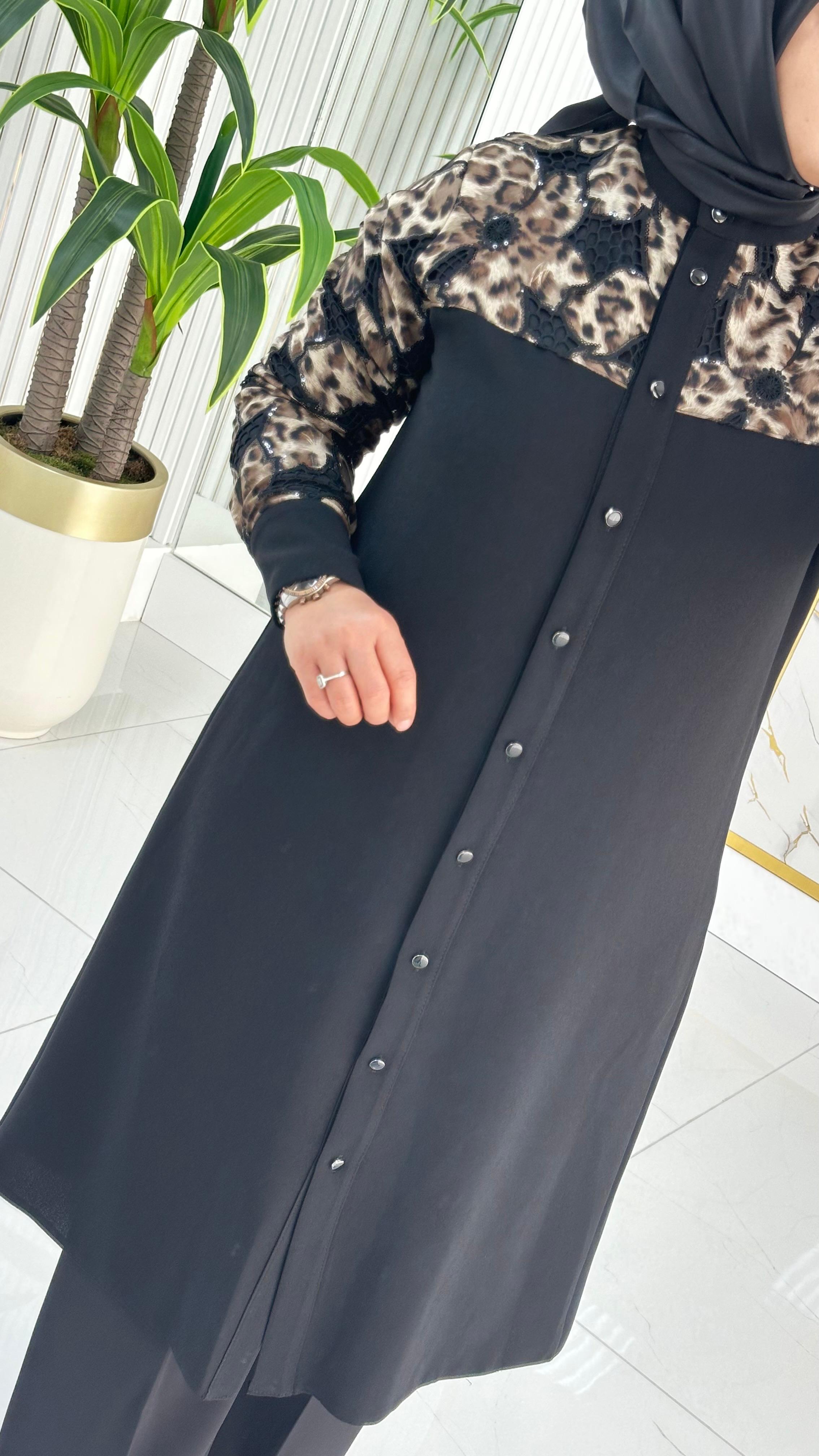 Haya Leopar Detaylı Tesettür Tunik 1654