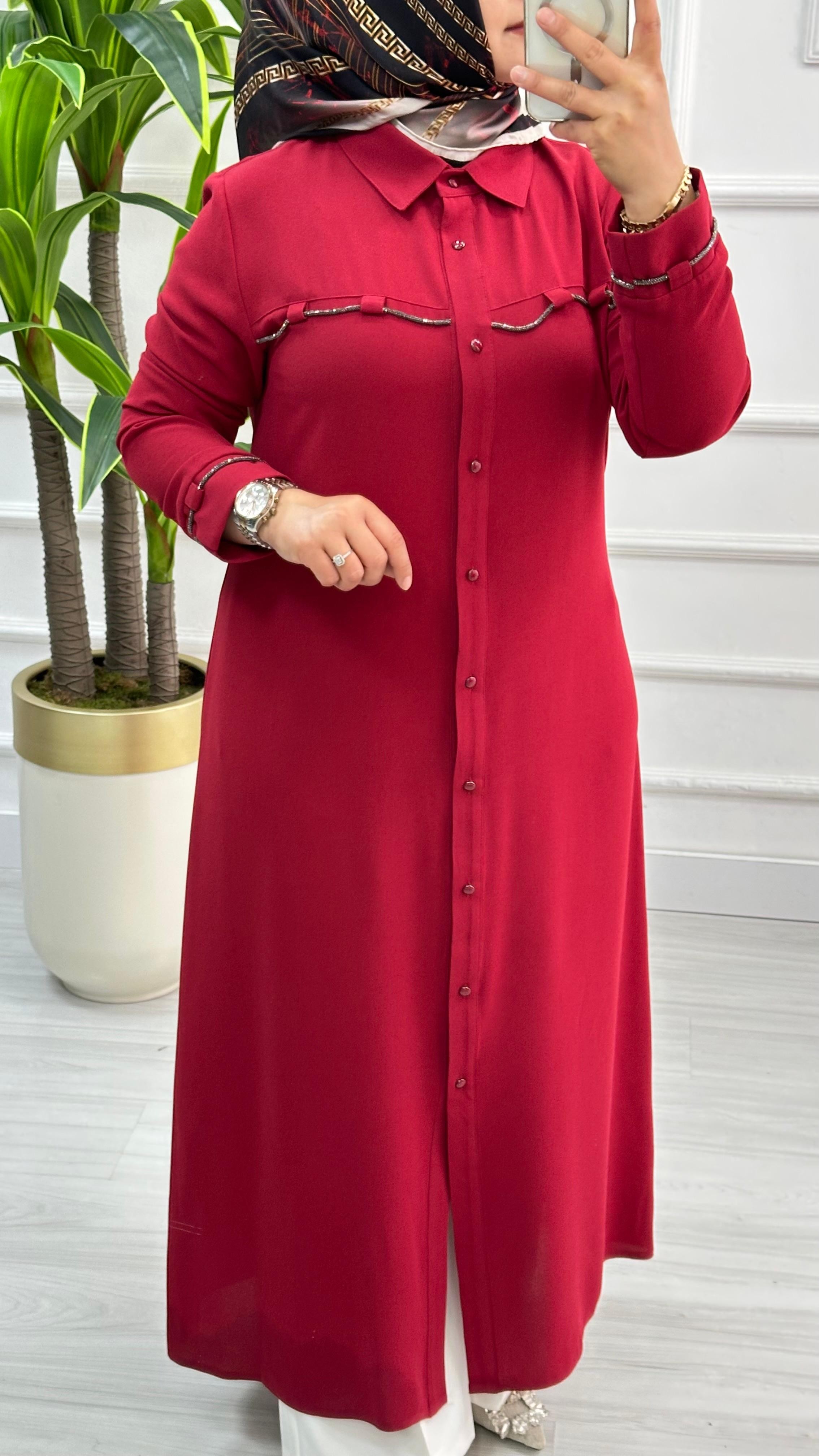 Kolları Ve Önü Taş Detaylı Tunik 4712