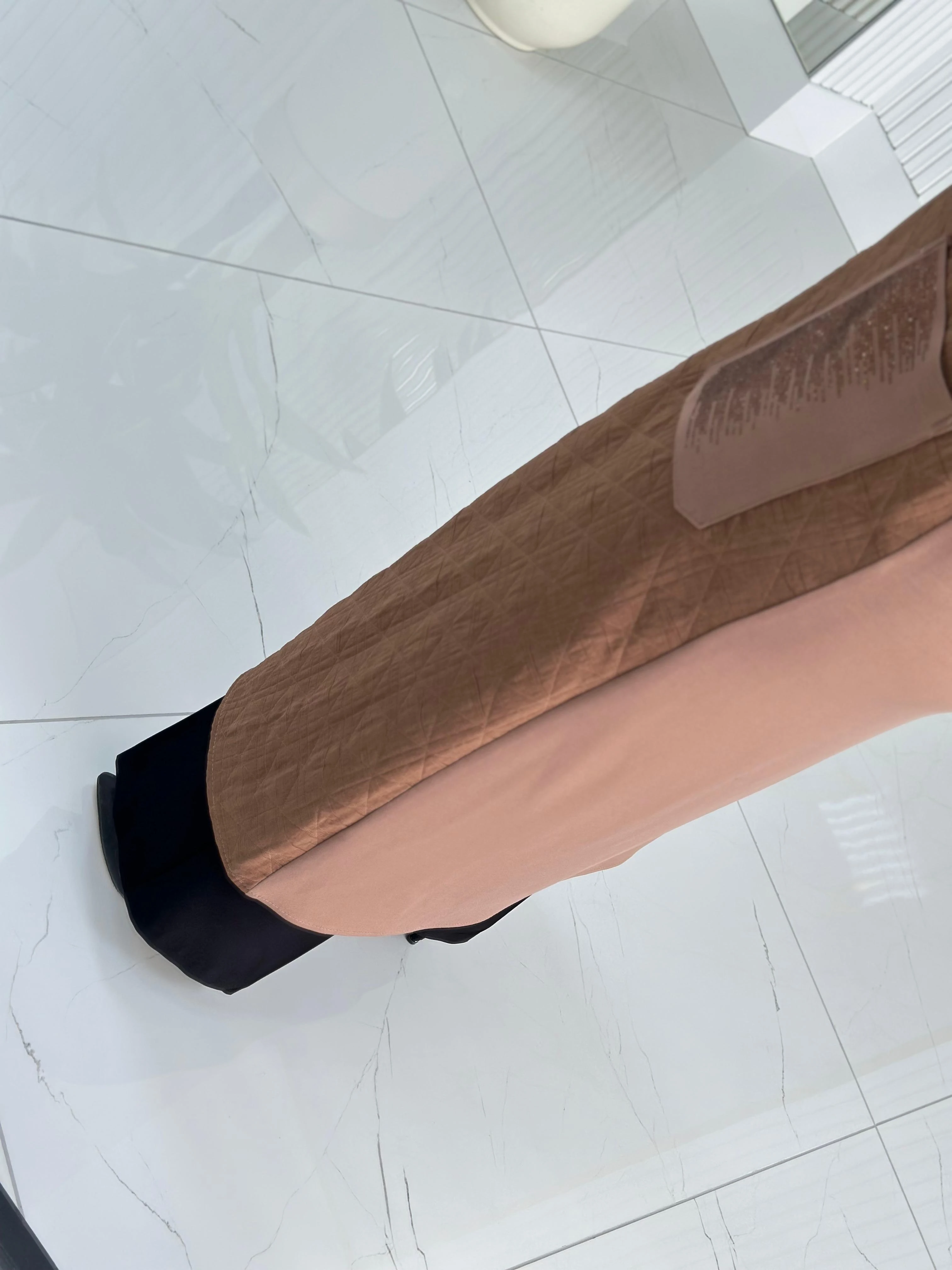 Haya Önü Fermuarlı Kapüşon Cepli Kadın Kapitone Kap 1634 - Vizon