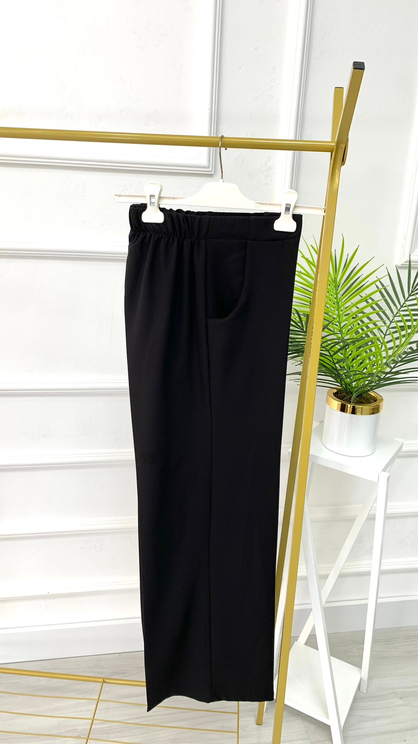 Famelin Beli Lastikli Bol Paça Pantolon 1570 - Siyah
