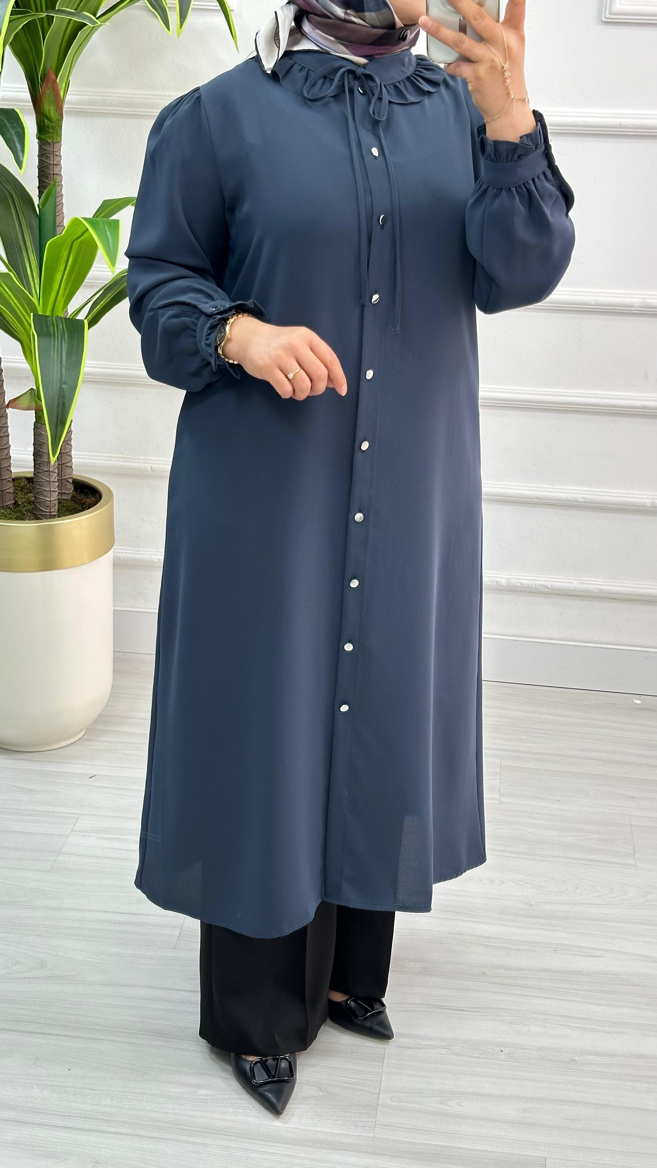 Alesya Yakası Fırfırlı Uzun Tunik 4608