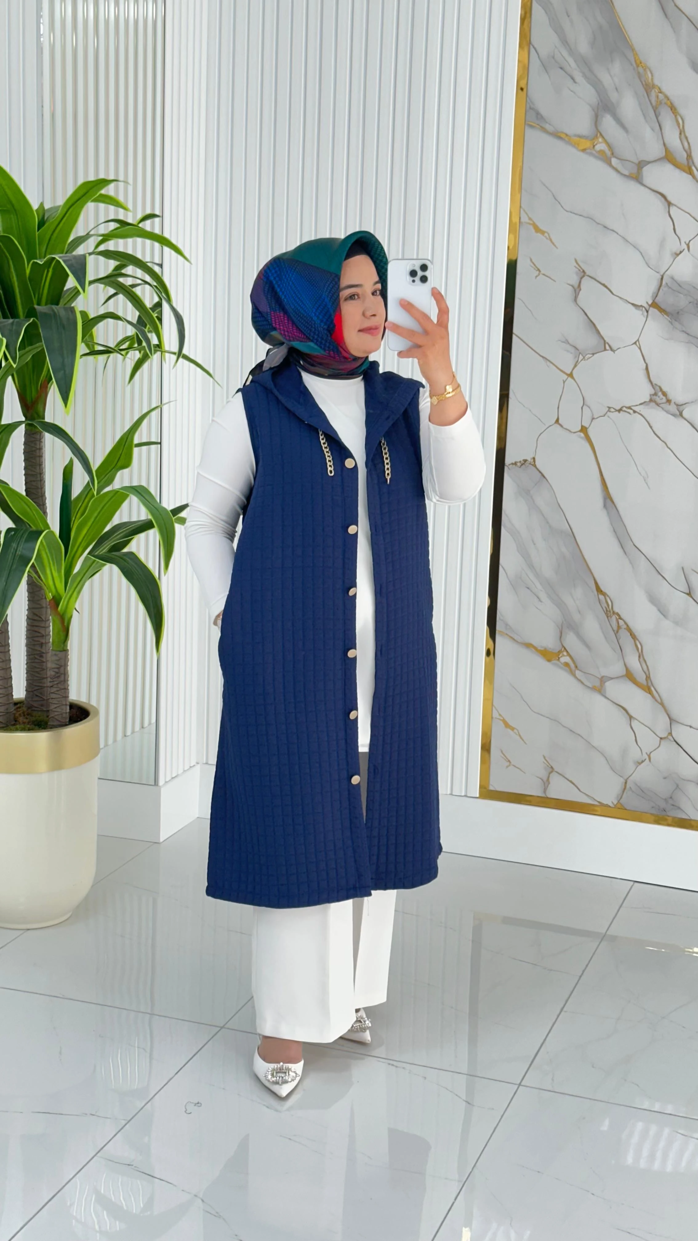 Kado Cep Detaylı Kolsuz Yelek 7190 - Lacivert