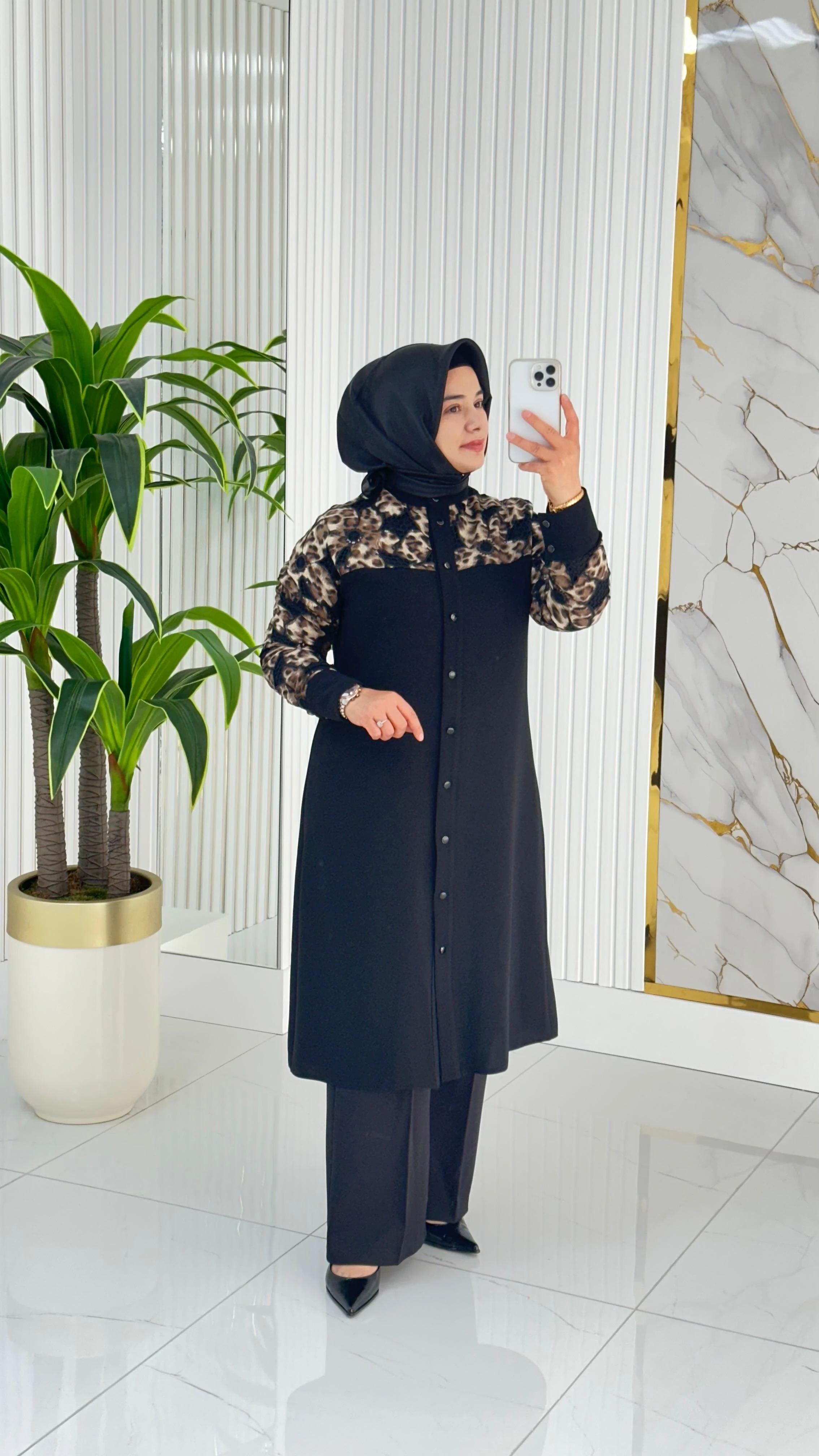 Haya Leopar Detaylı Tesettür Tunik 1654