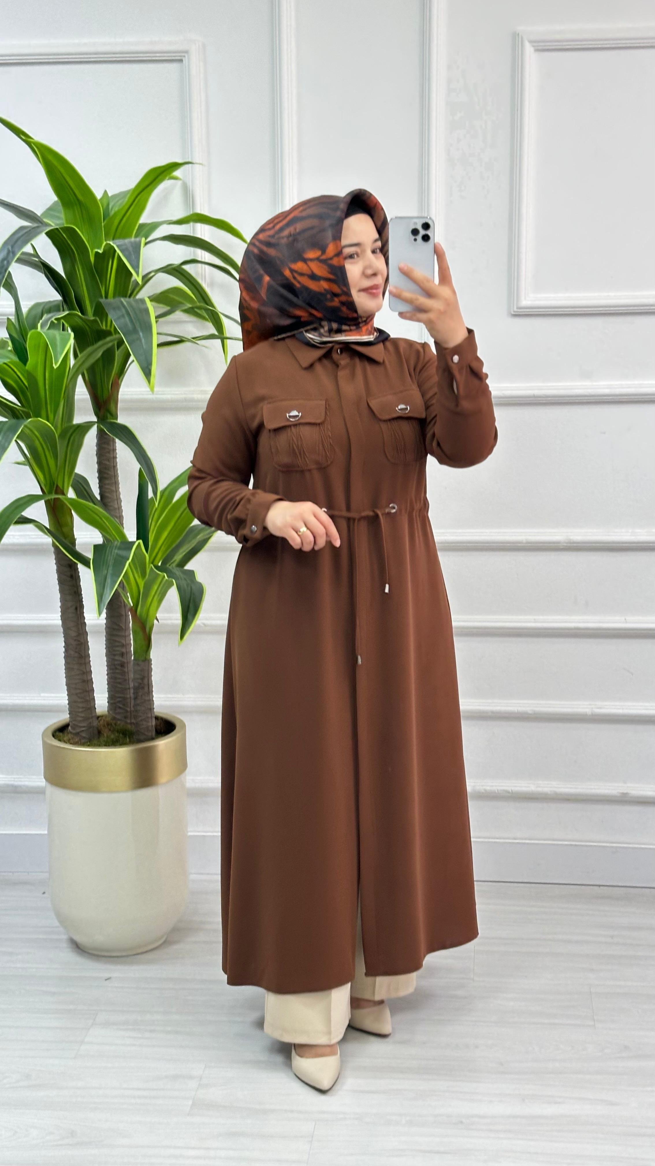 Moda Perfect Beli Büzgülü Gizli Düğmeli Uzun Boy Giy Çık 1550