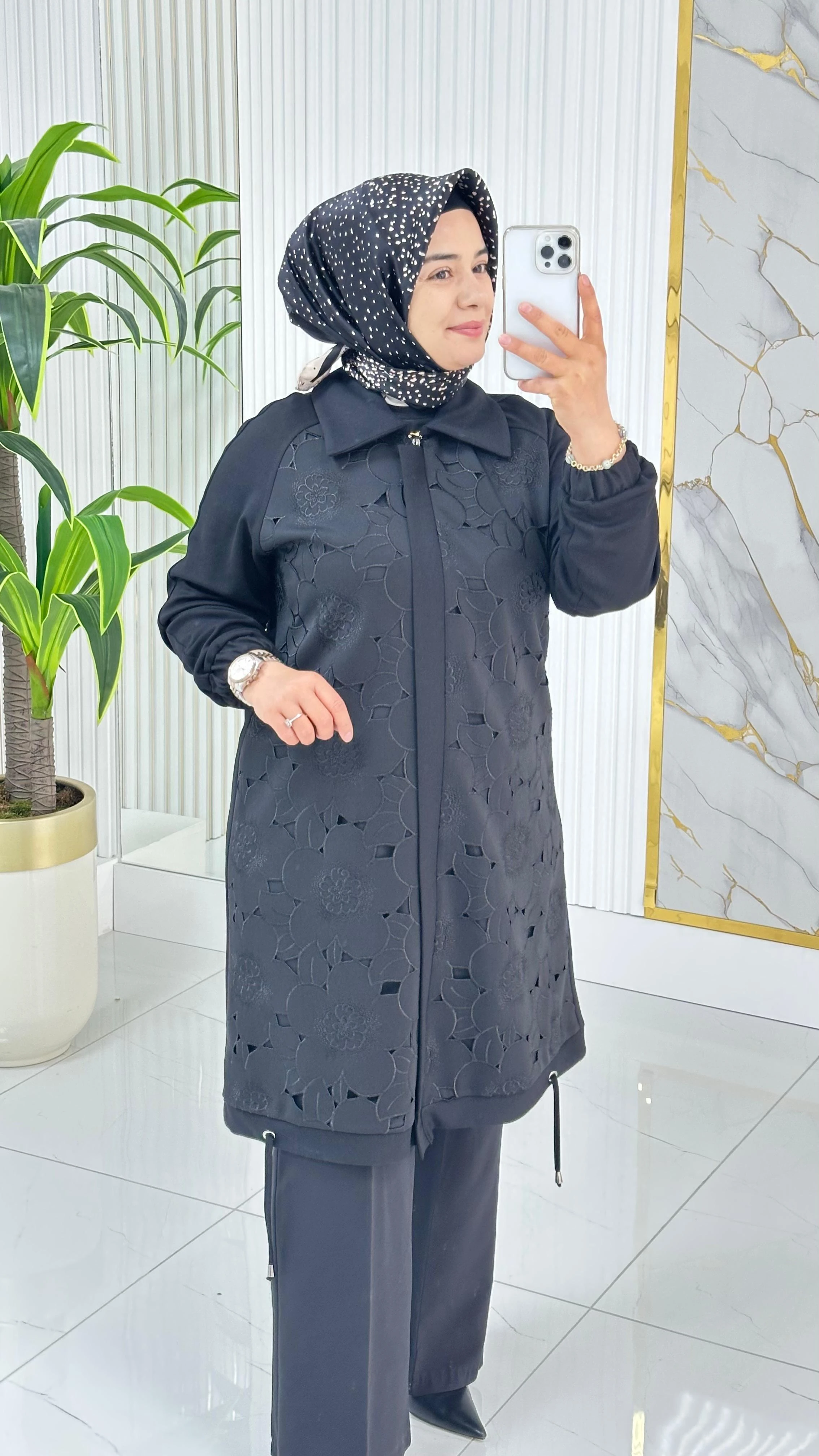 Haya Güpür Detaylı Tesettür Kap 1636