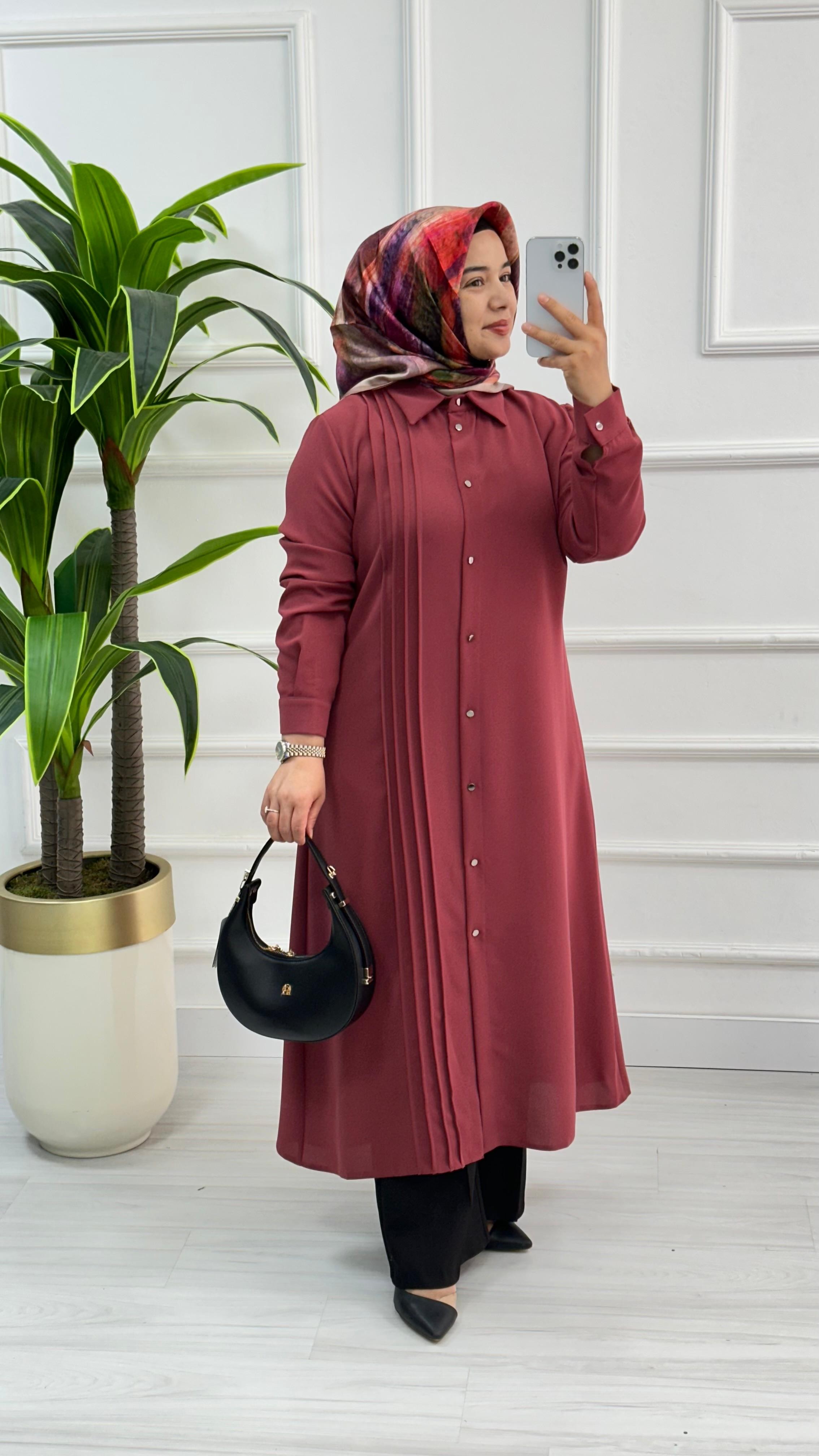 Çınar Özkan Boydan Dikişli Tunik 1623 - Gül
