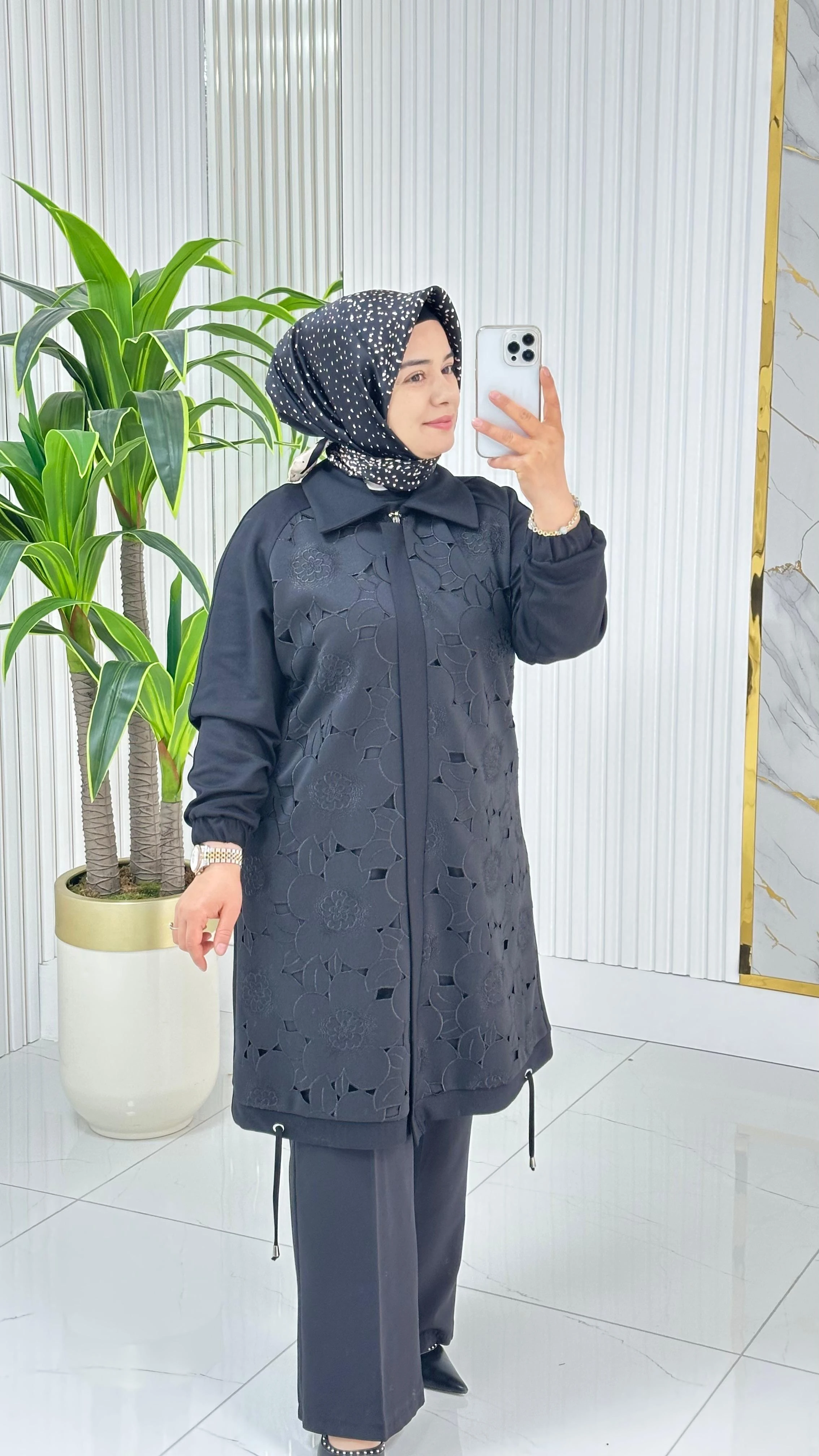 Haya Güpür Detaylı Tesettür Kap 1636