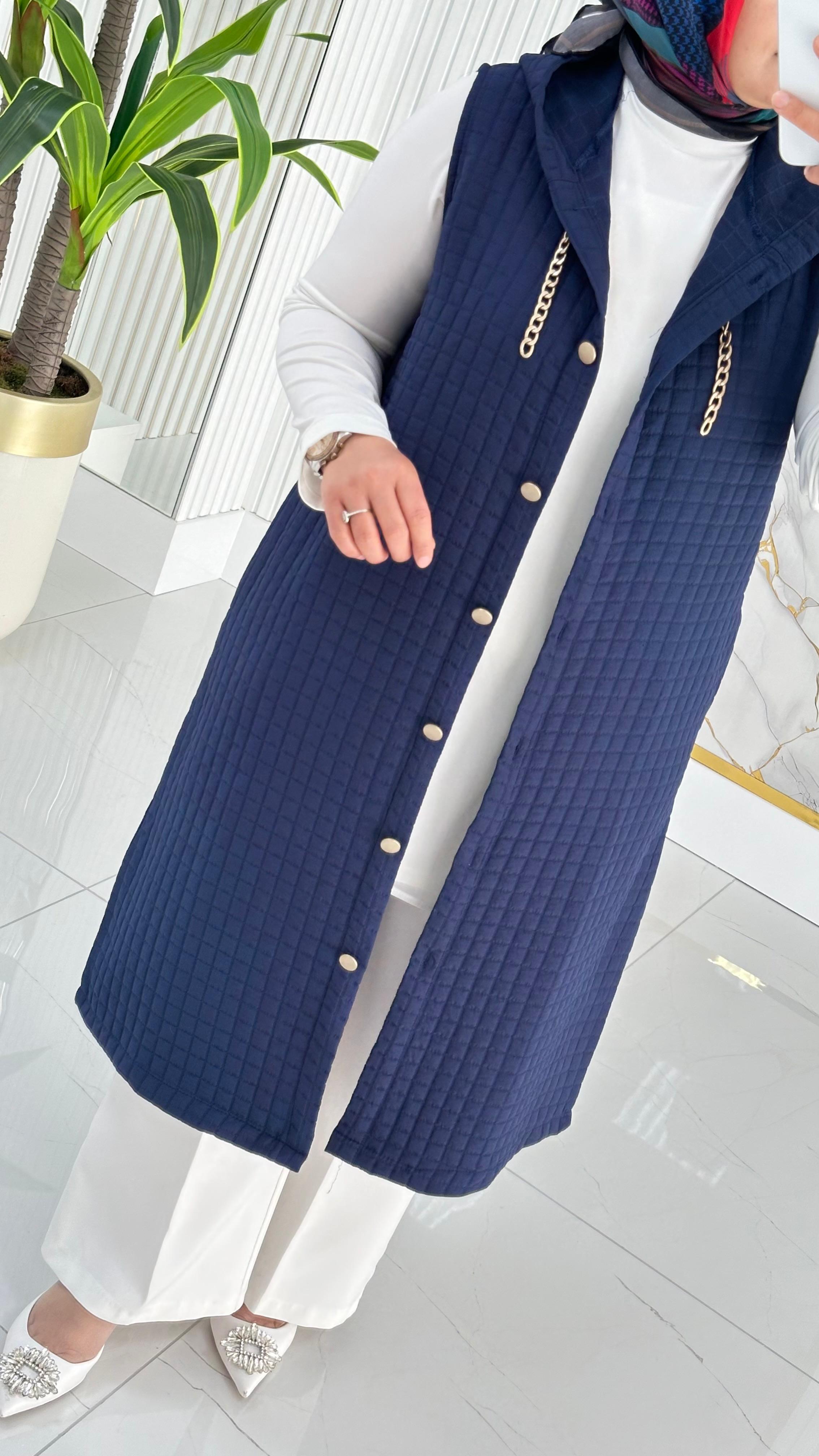 Kado Cep Detaylı Kolsuz Yelek 7190 - Lacivert