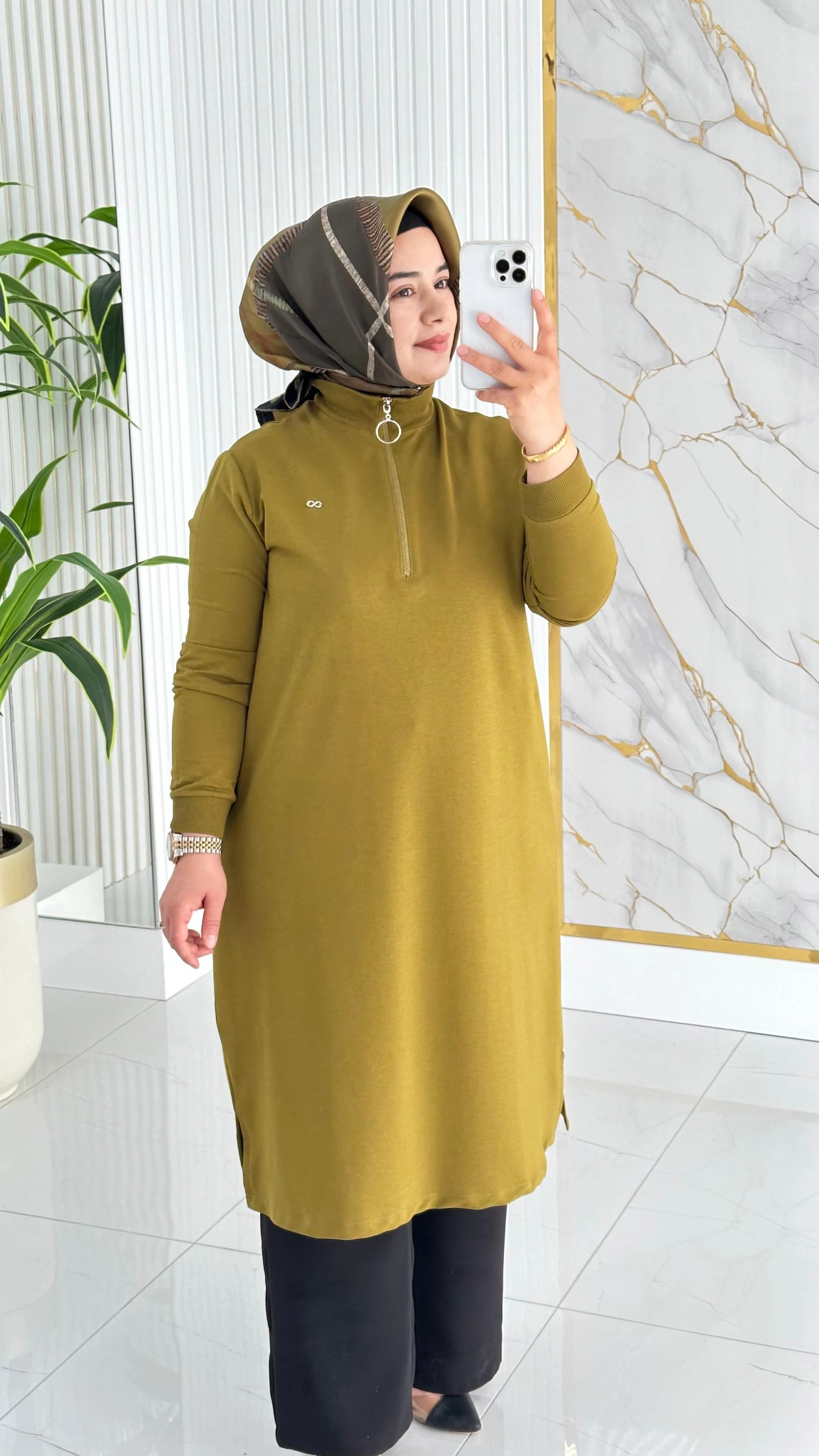 Dik Yaka Ribanalı Swet 7568 - Yağ Yeşili