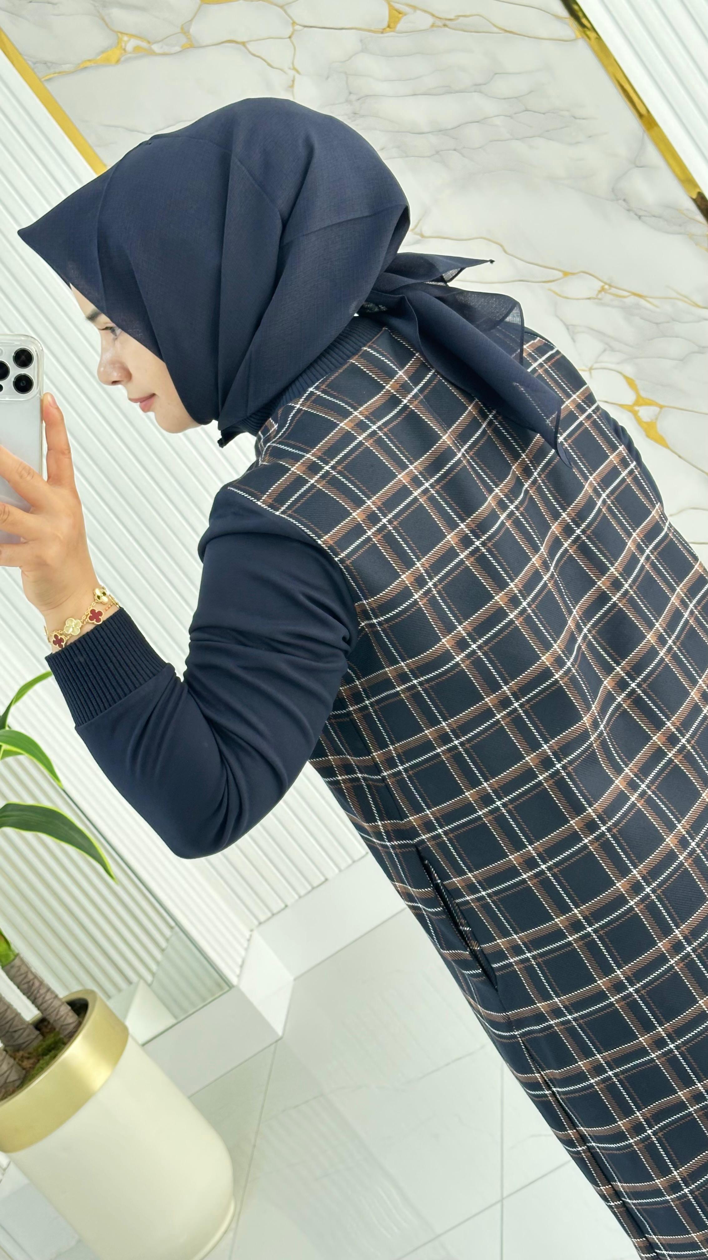 BELLİ (Armine Trend)Ekose Desen Ribanalı Kadın Tunik 1442