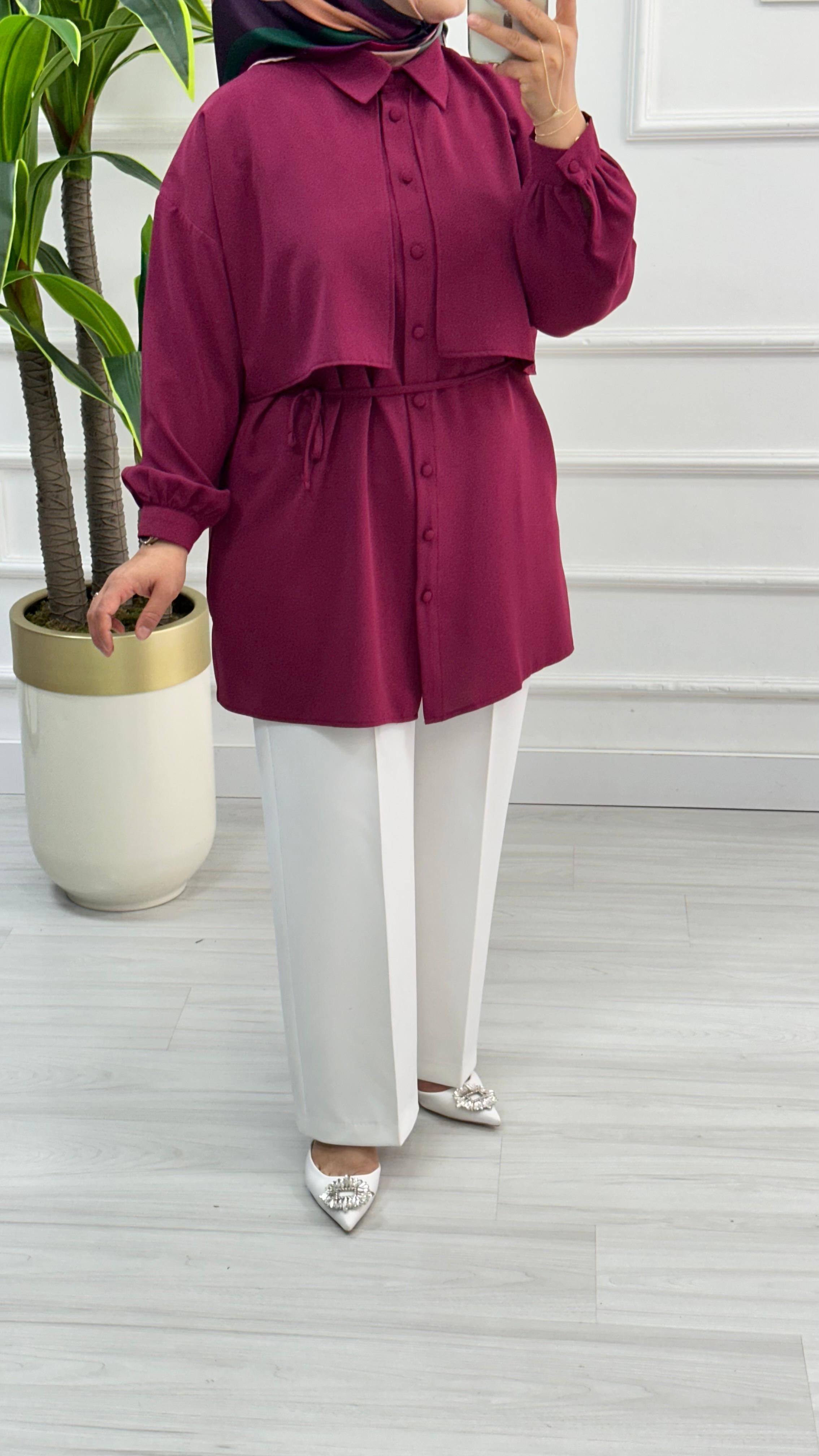 Cepkenli Biyeli Kemerli Linda Spor Tunik 1869