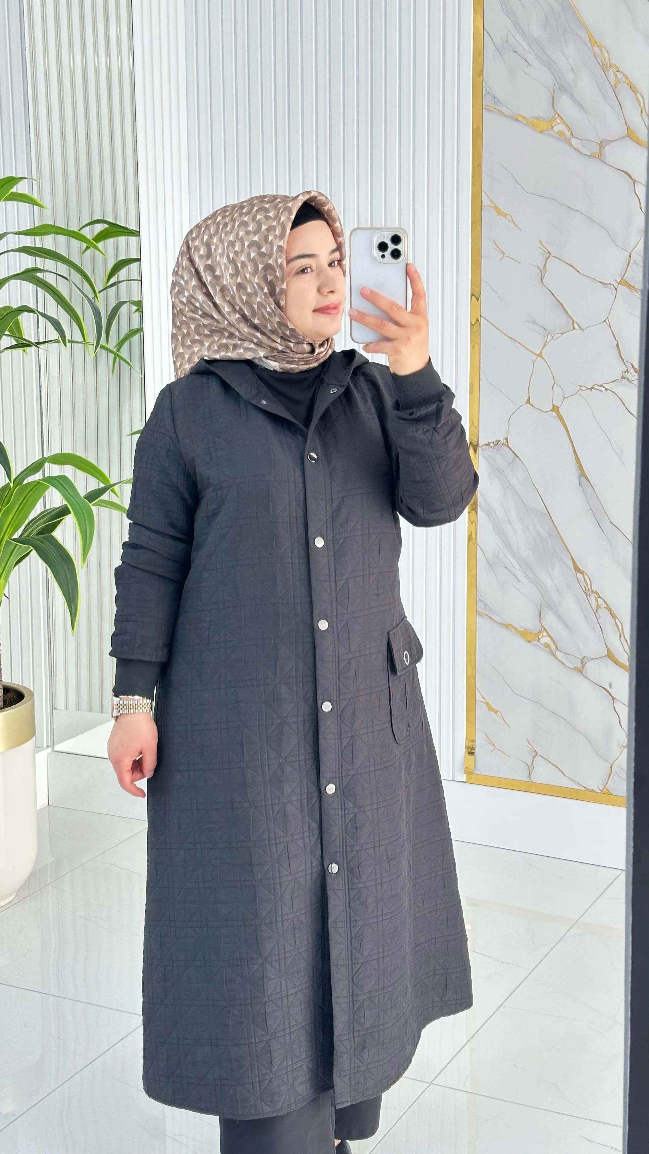 Çınar Özkan Önü Fermuarlı Cepli Kadın Kapitone Kap 2267