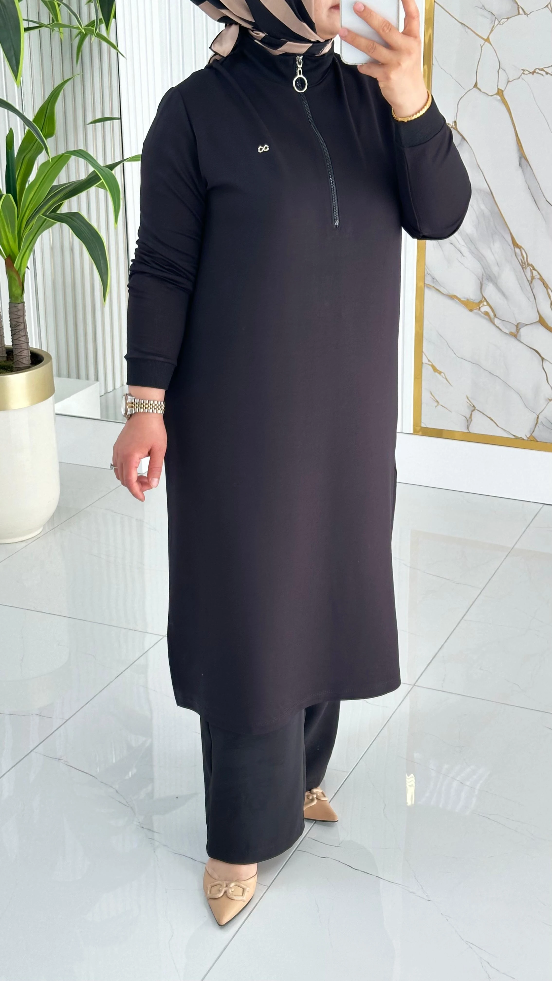 Dik Yaka Ribanalı Swet 7568 - Siyah