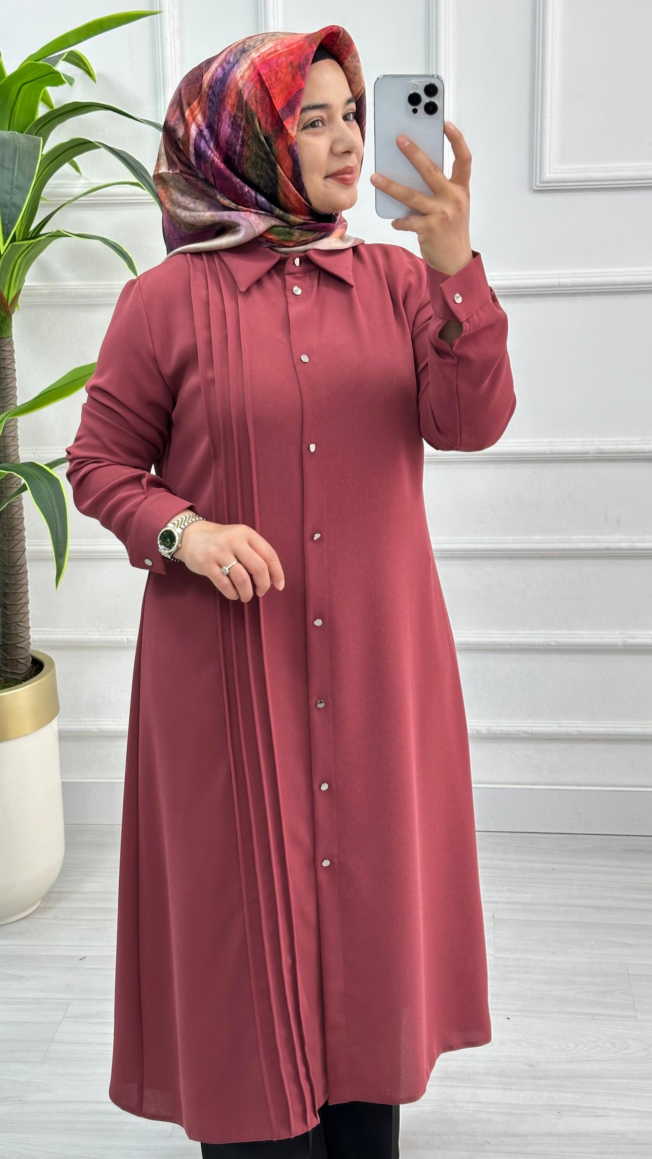 Çınar Özkan Boydan Dikişli Tunik 1623 - Gül