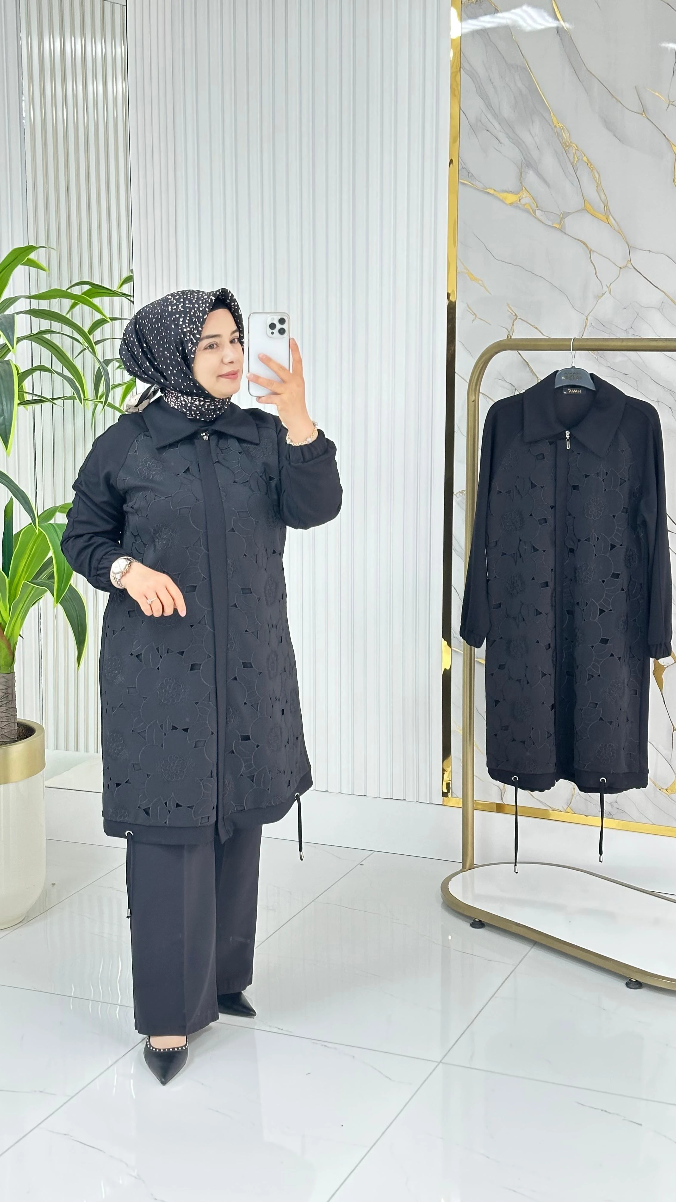 Haya Güpür Detaylı Tesettür Kap 1636