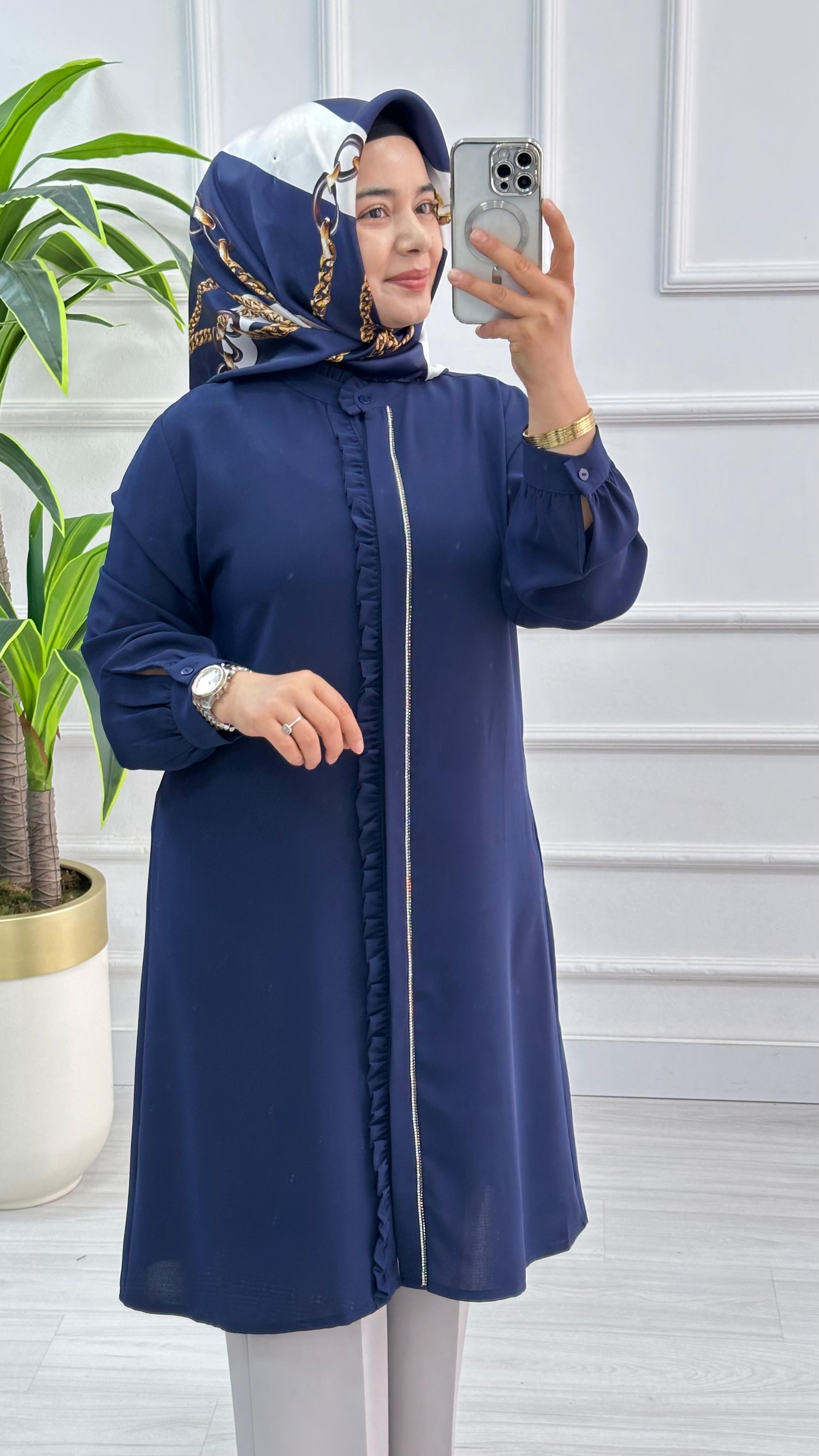 Alesya Önü Fırfır ve Taş Detaylı Tunik 4884