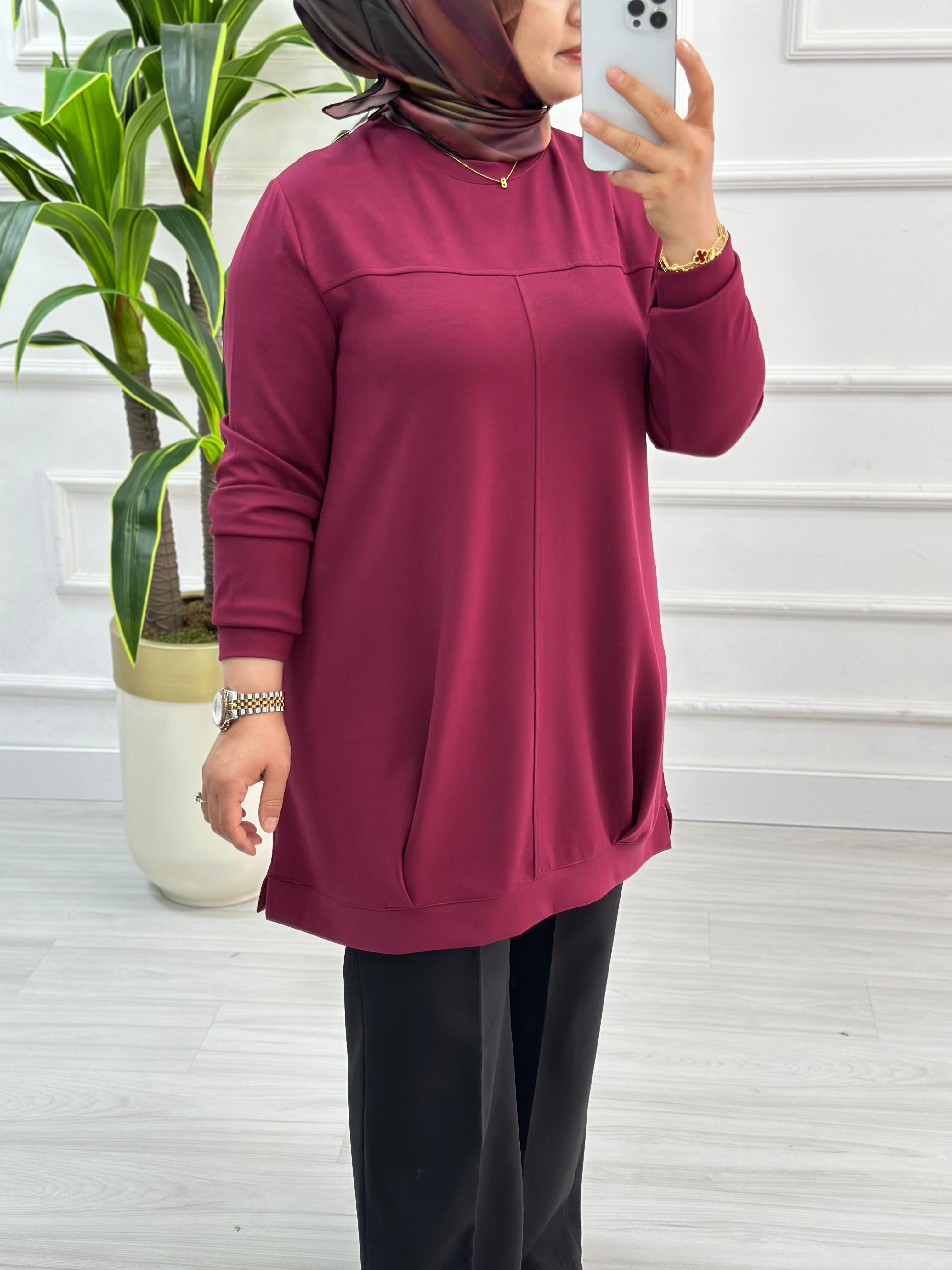Kado Önü Pleli Osyho Tunik 7060 - Bordo