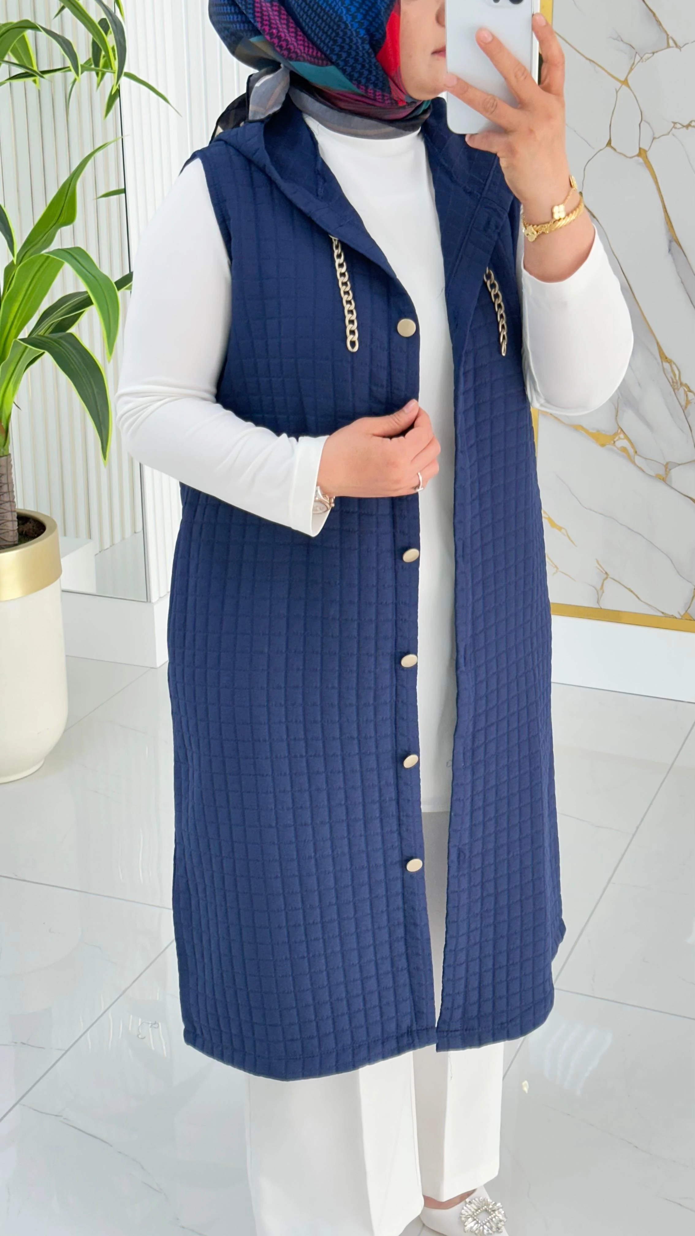 Kado Cep Detaylı Kolsuz Yelek 7190 - Lacivert