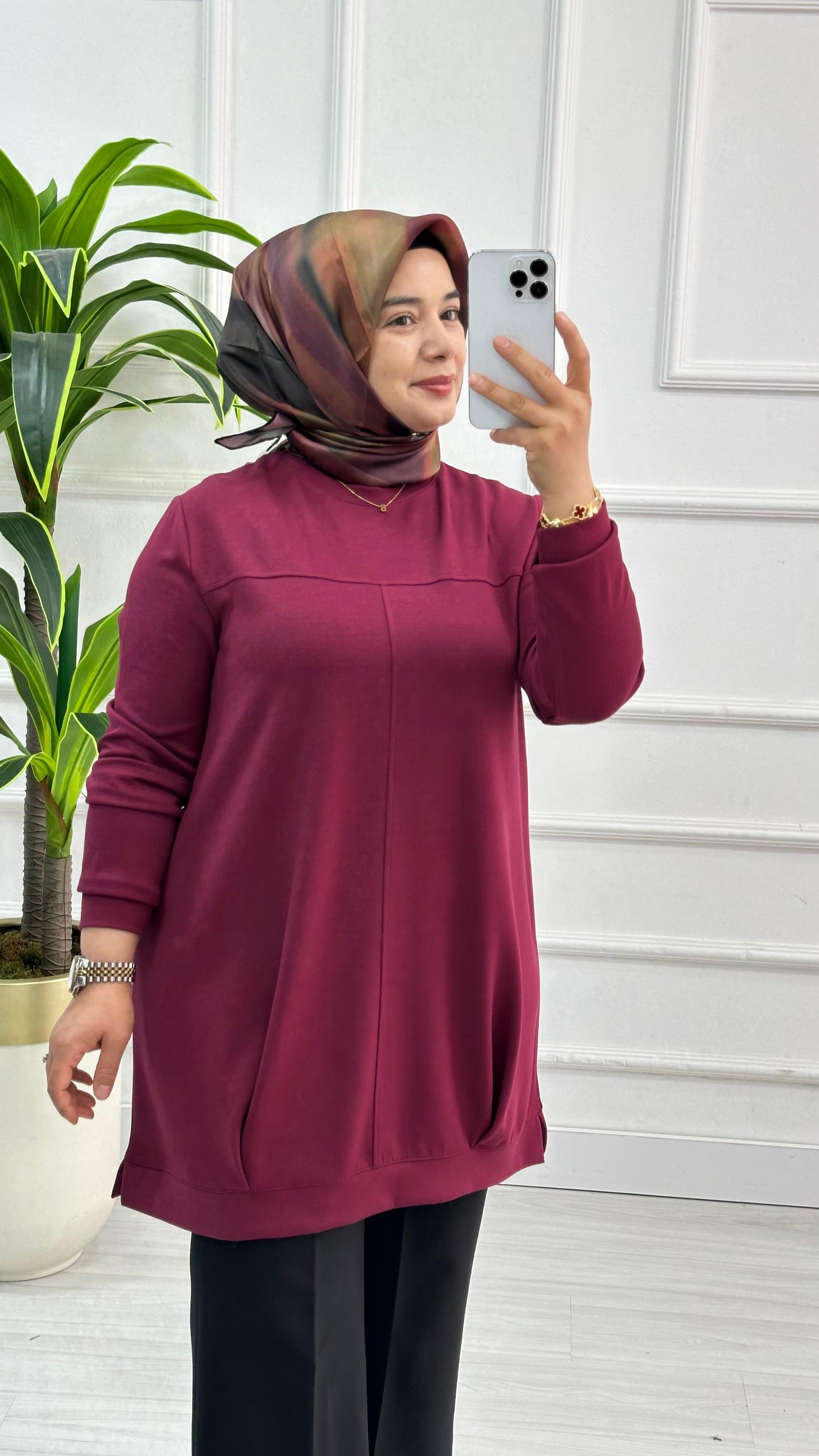 Kado Önü Pleli Osyho Tunik 7060 - Bordo