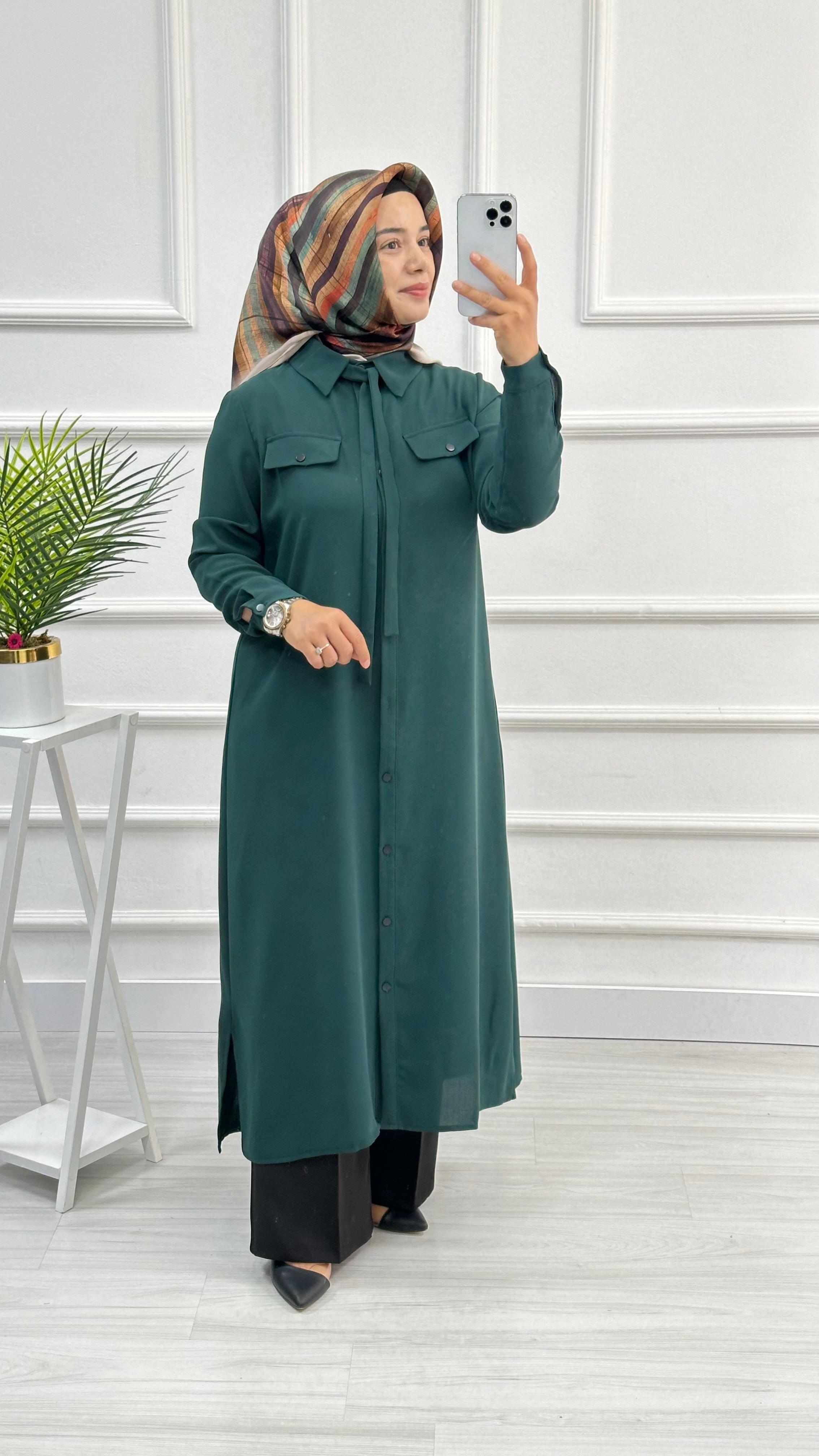 Alesya Önü Düğmeli Bağcıklı Tunik 4763