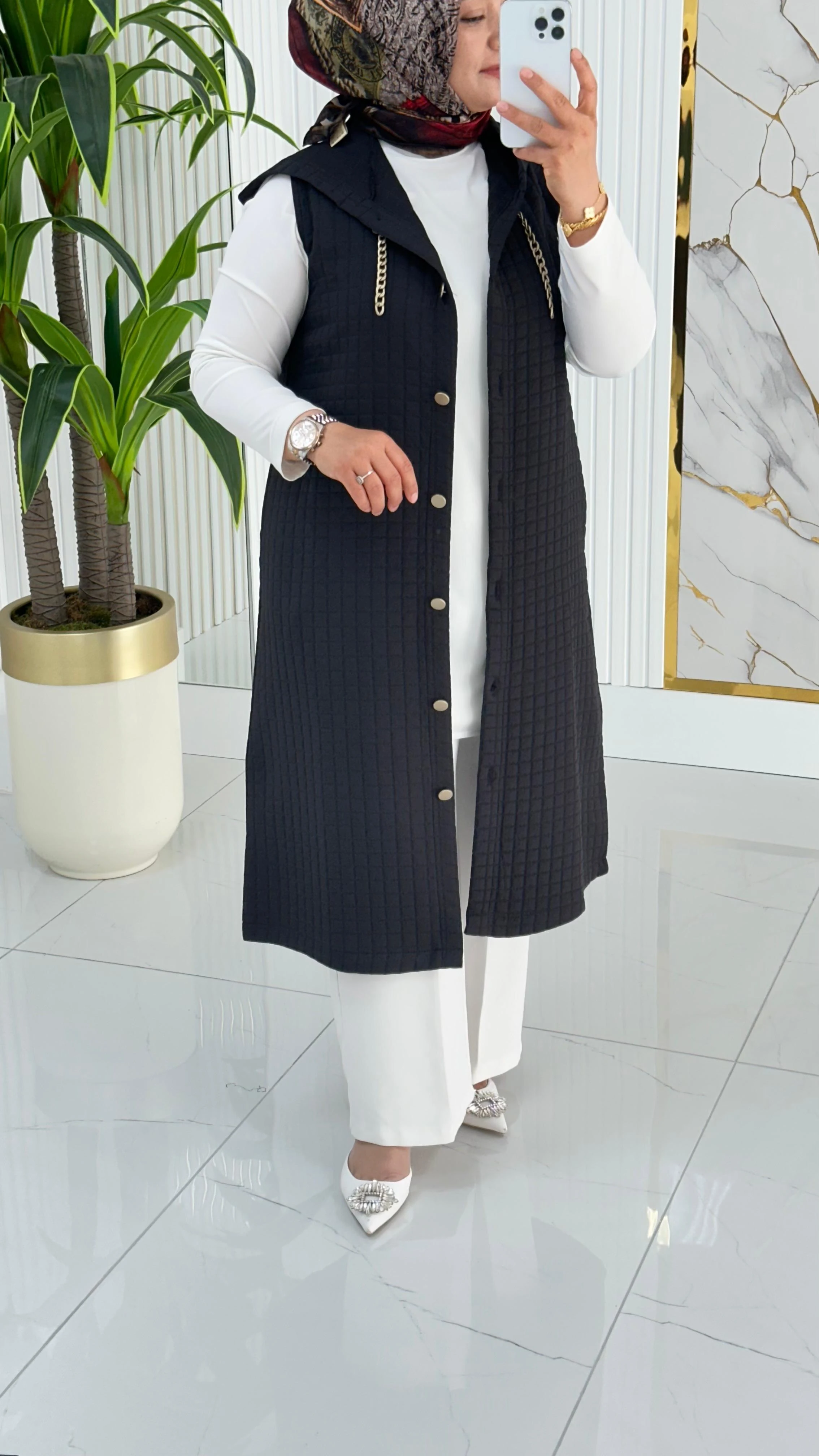 Kado Cep Detaylı Kolsuz Yelek 7190 - Siyah