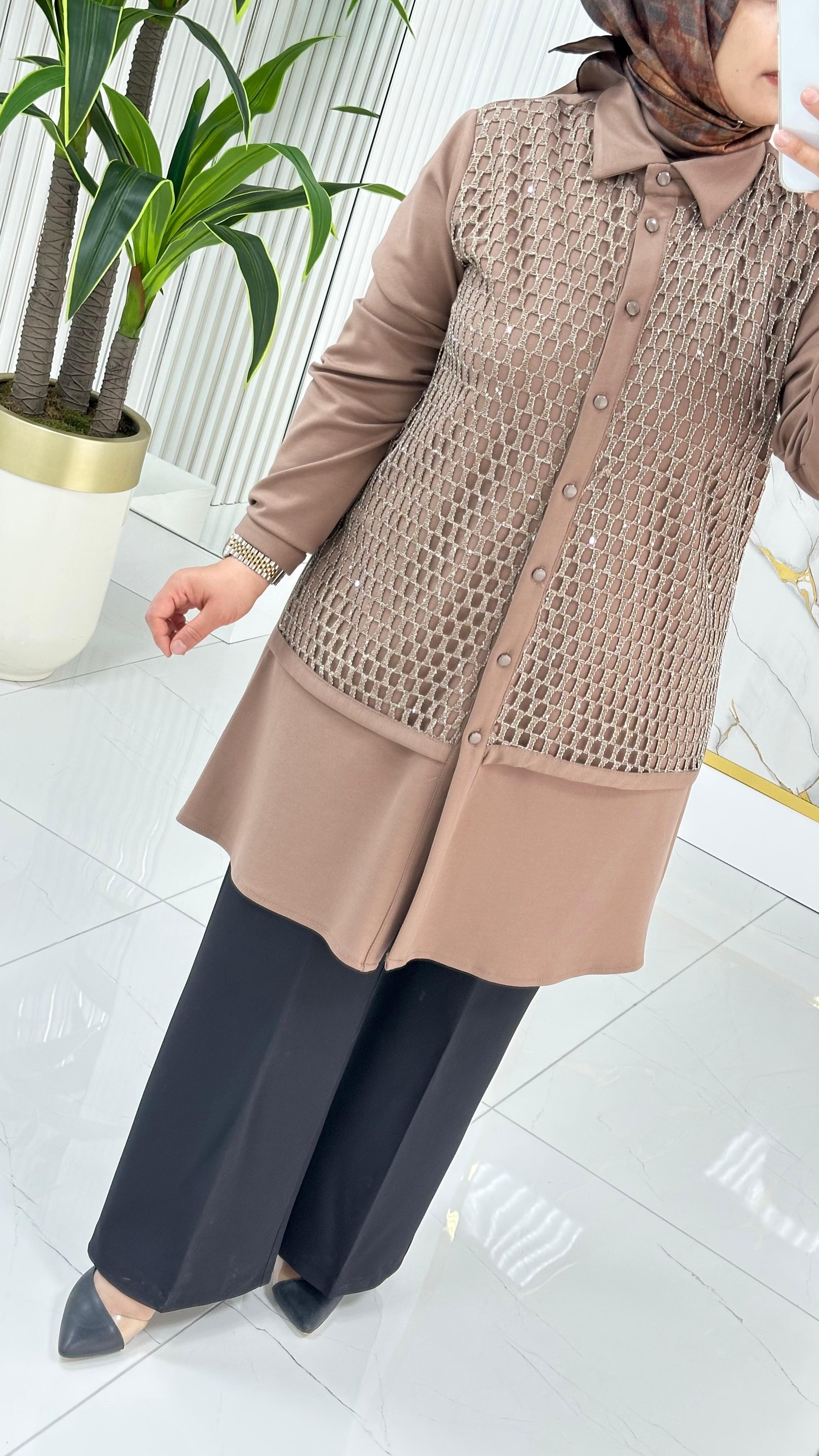 Haya File Detaylı Önden Düğmeli Tesettür Tunik 1627