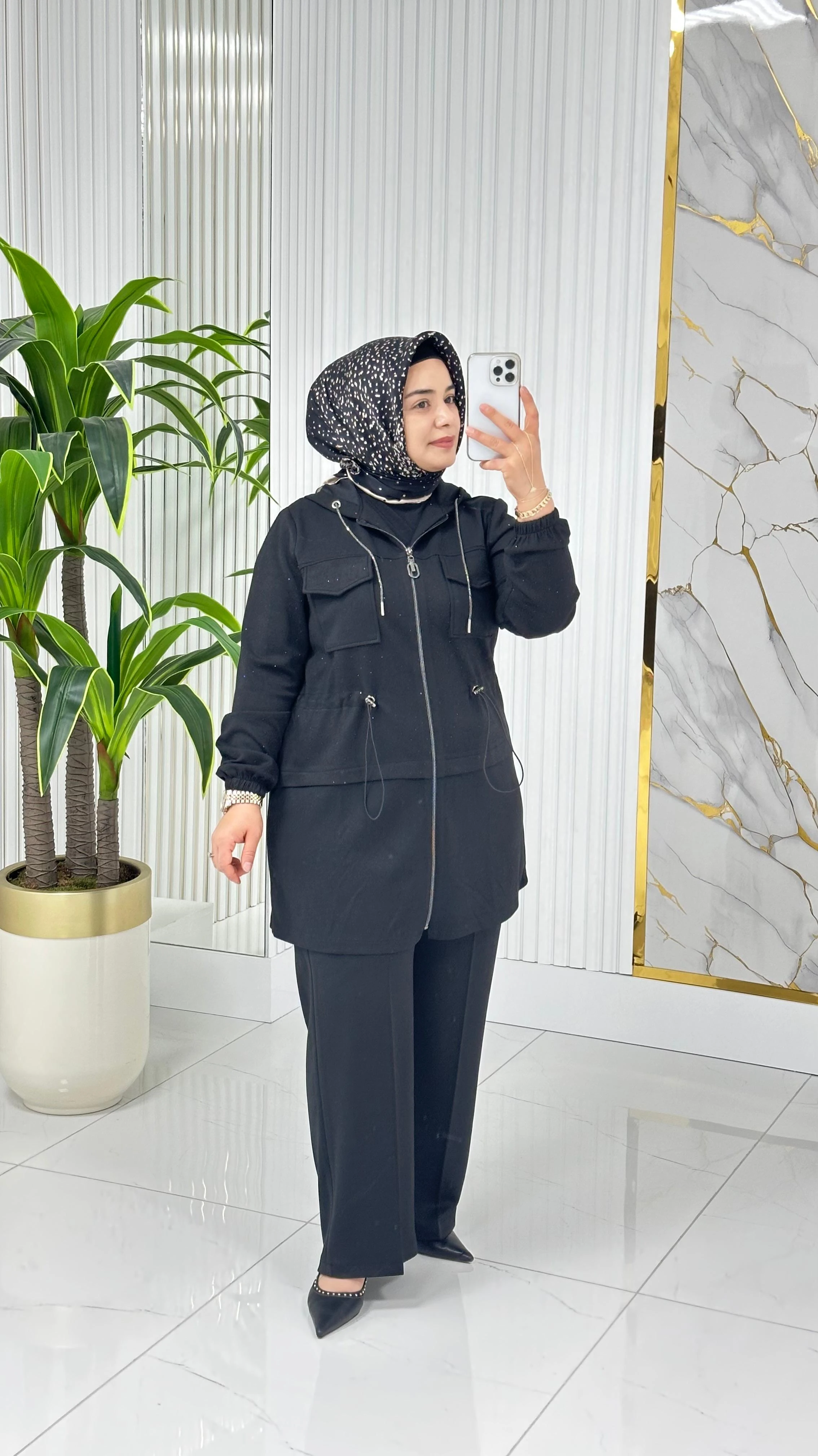 Çınar Özkan Modal Kumaş Pantolonlu Takım 2227 - Siyah