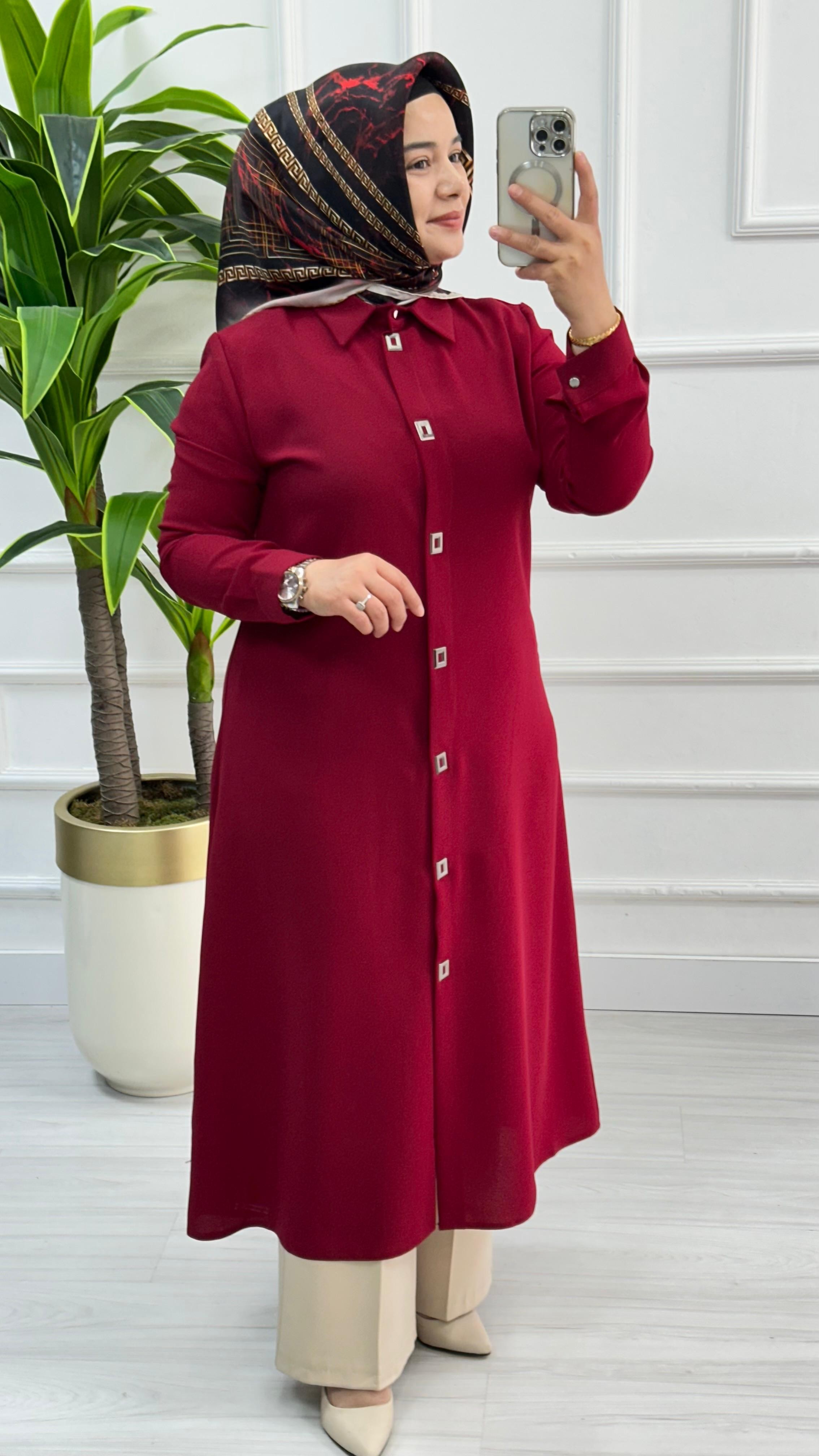 Çınar Özkan Çıt Çıtlı Uzun Tesettür Tunik Giyçık 2132
