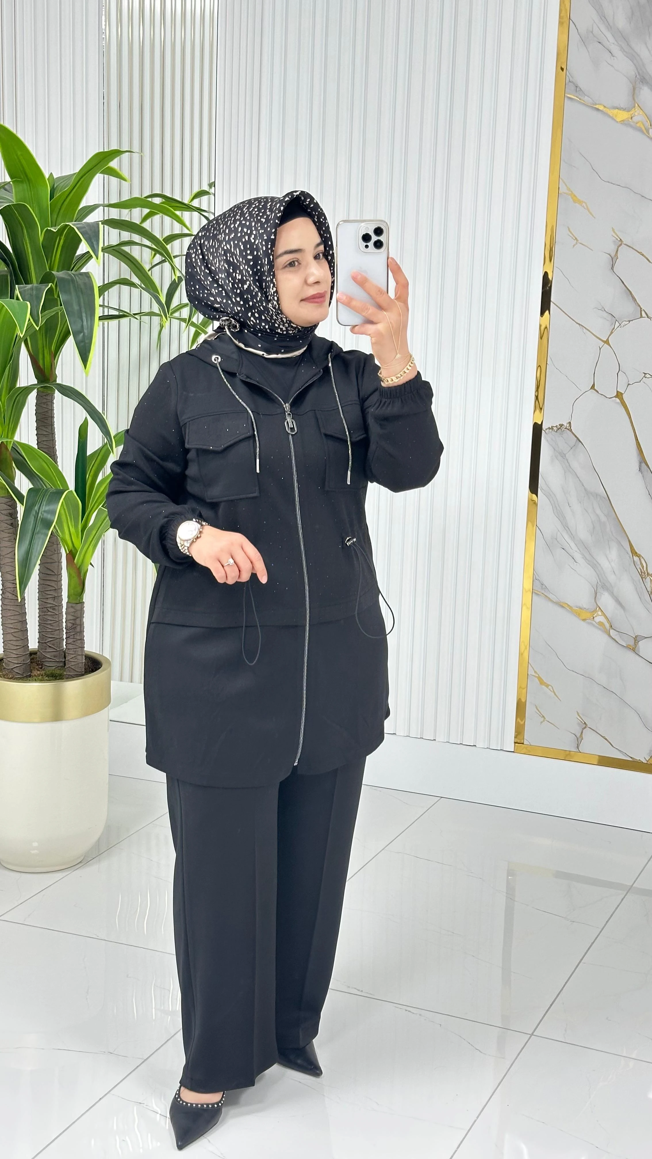 Çınar Özkan Modal Kumaş Pantolonlu Takım 2227 - Siyah