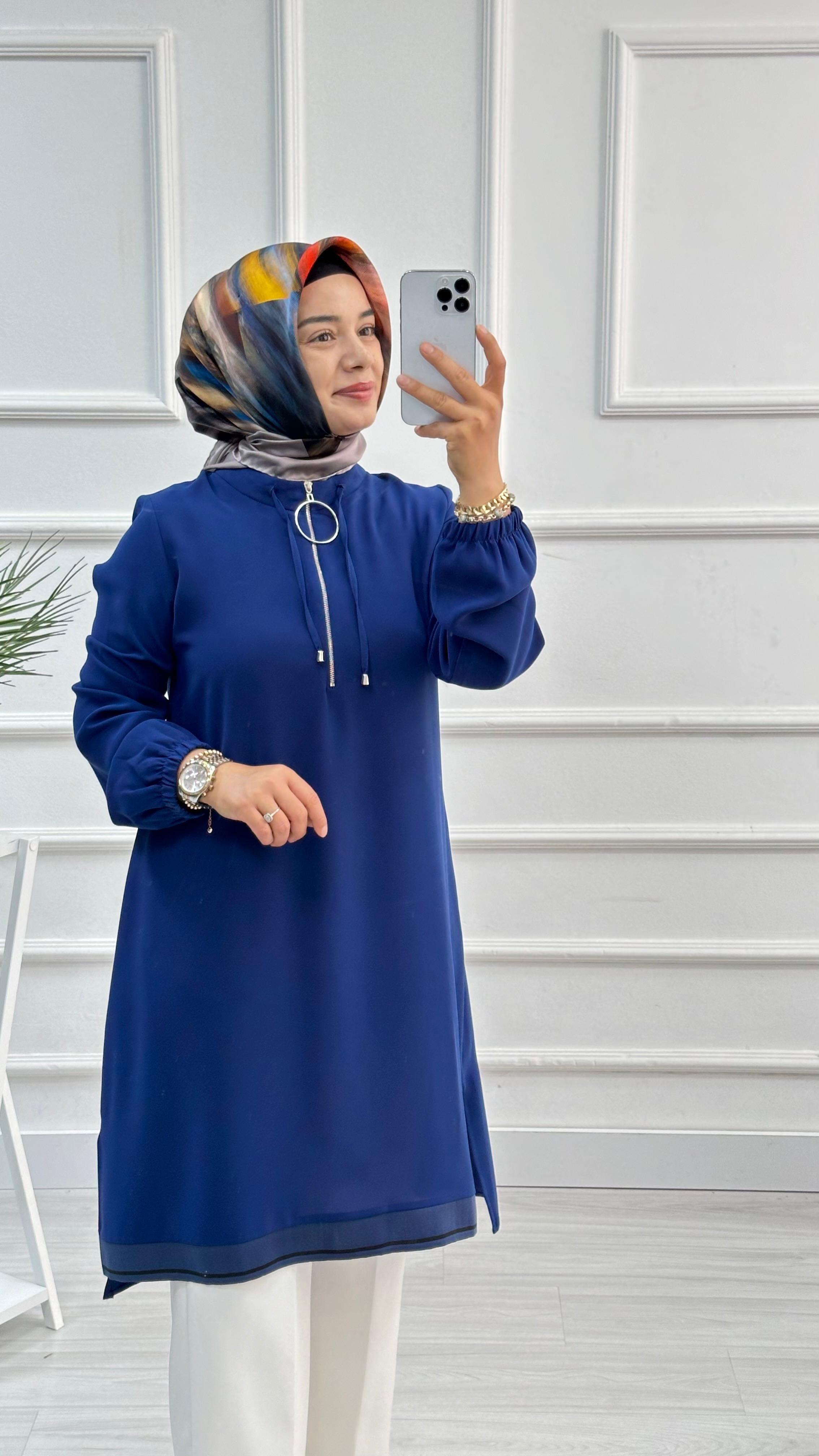 Alesya Önü Fermuarlı Etek Ucu Ribanalı Tunik 4792
