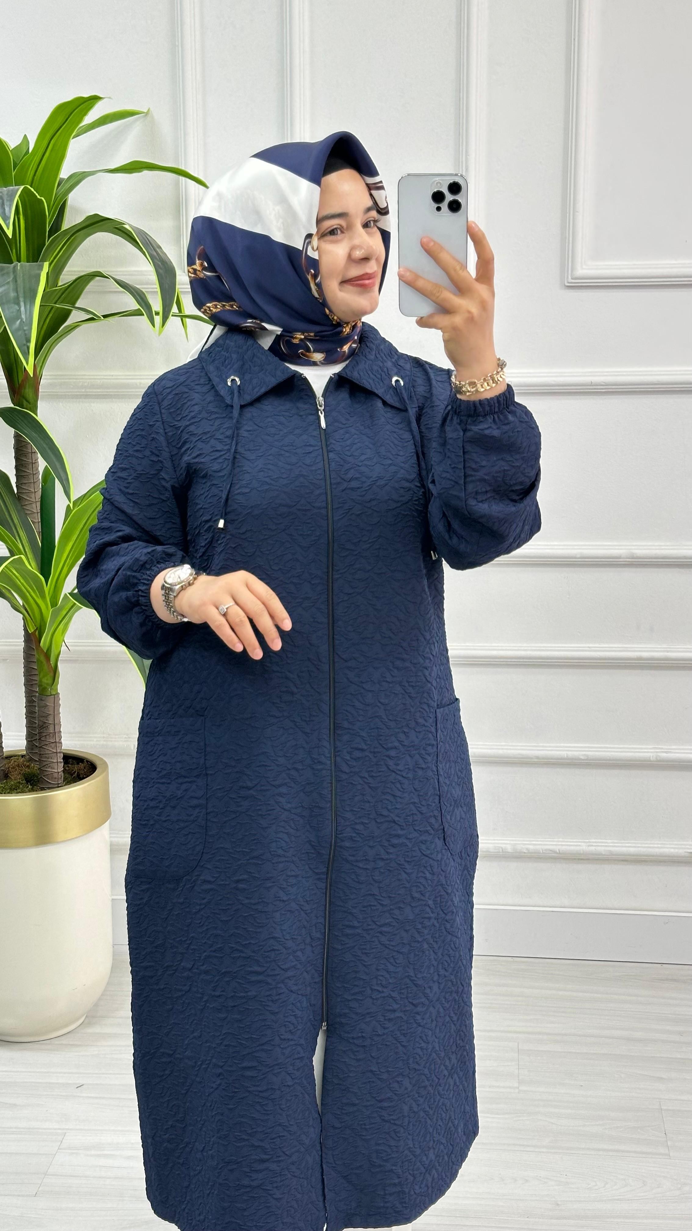 Jakar Cep Çakmalı Gofra Kumaş Uzun Giyçık 4925 - Lacivert