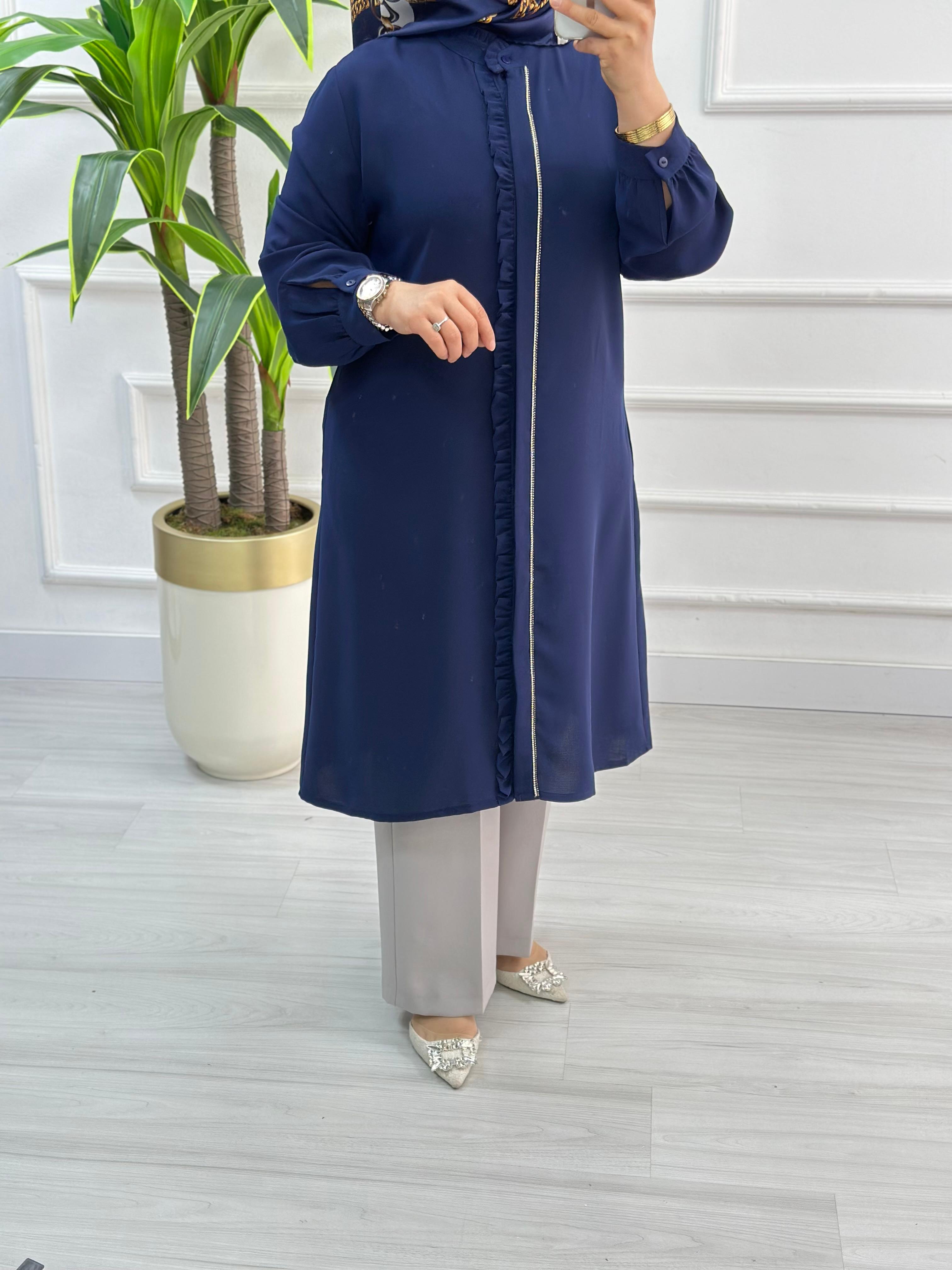 Alesya Önü Fırfır ve Taş Detaylı Tunik 4884