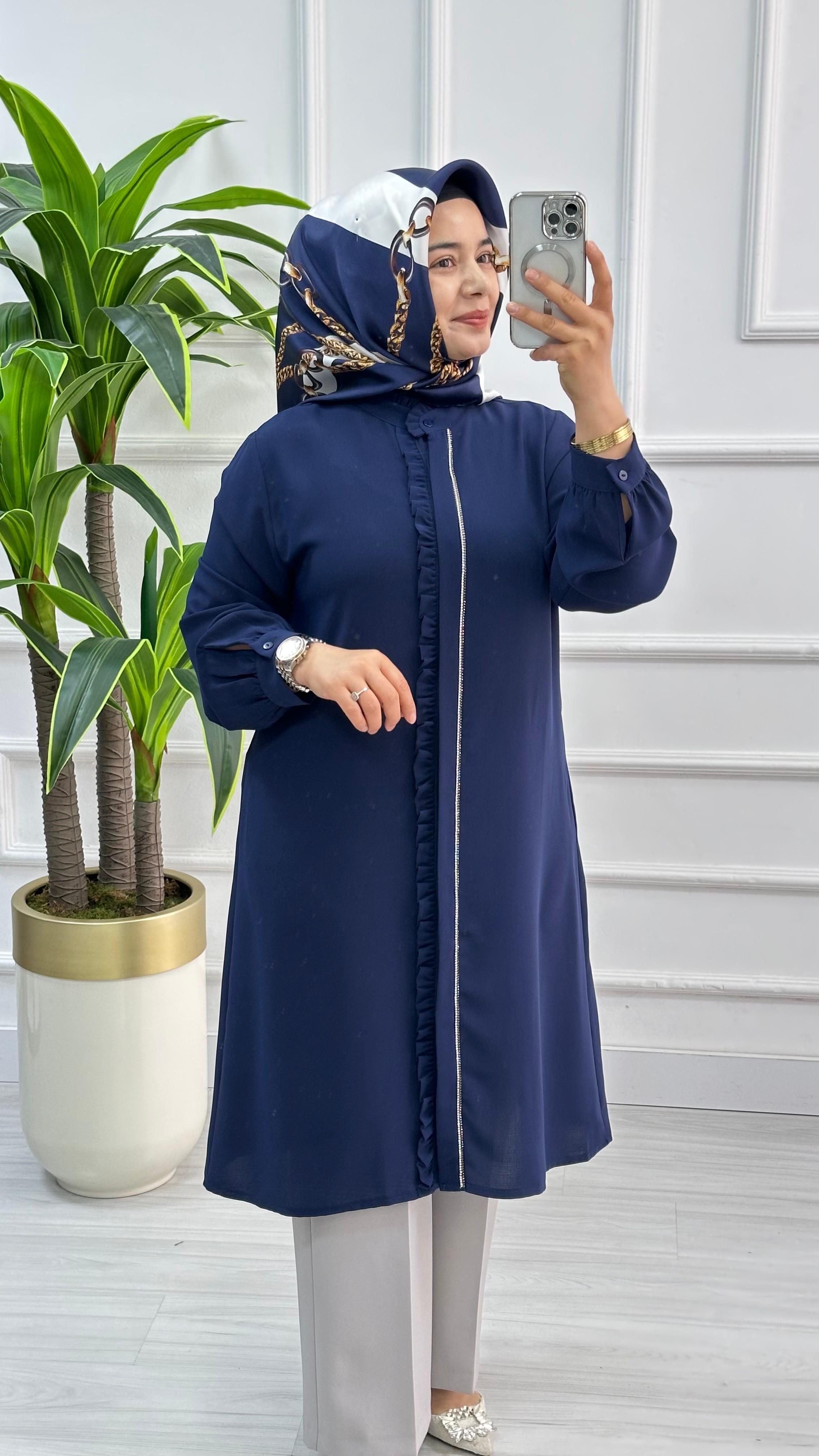 Alesya Önü Fırfır ve Taş Detaylı Tunik 4884