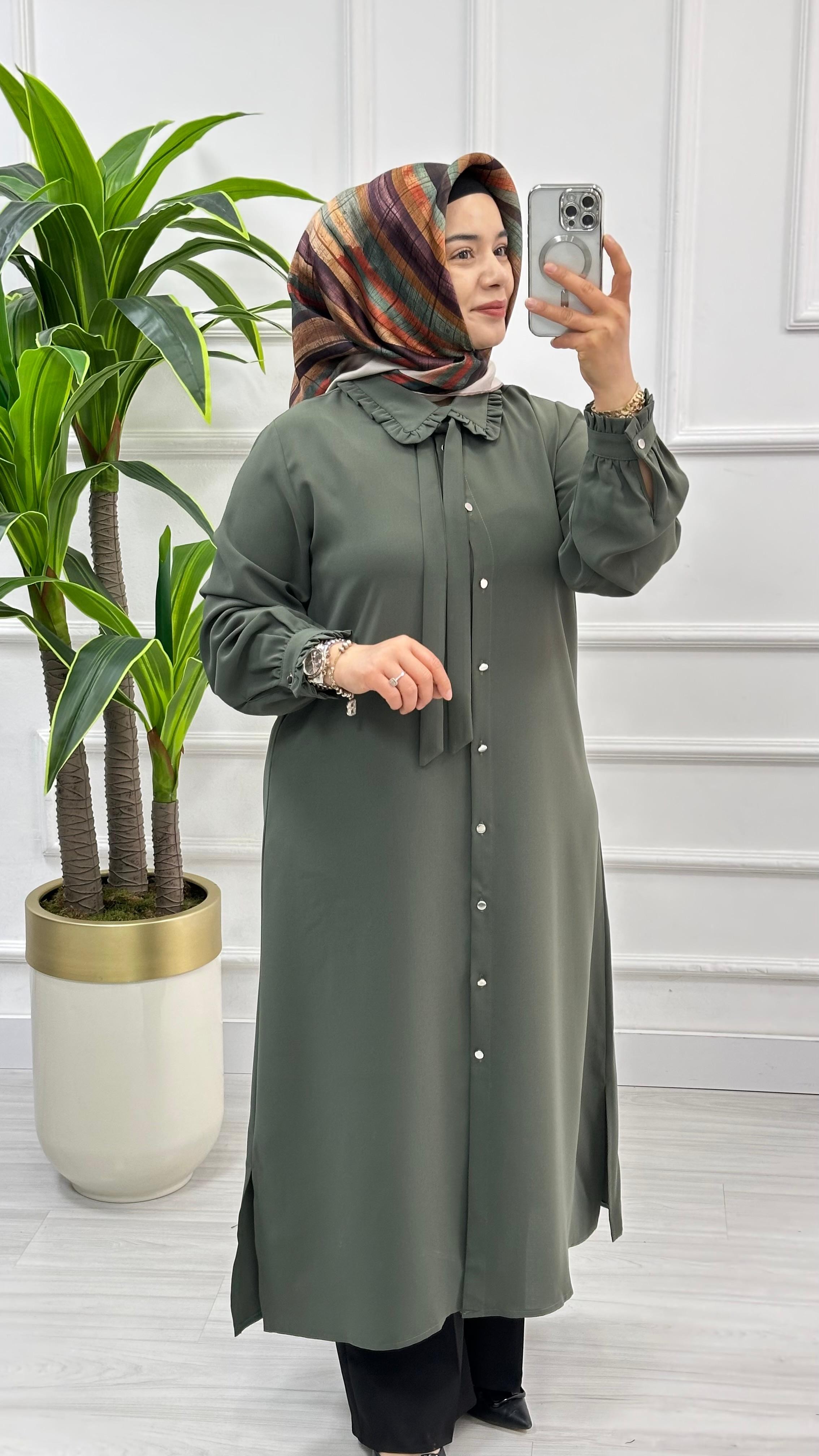 Alesya Bebe Yakalı Fırfırlı Fular Detaylı Tunik 4866